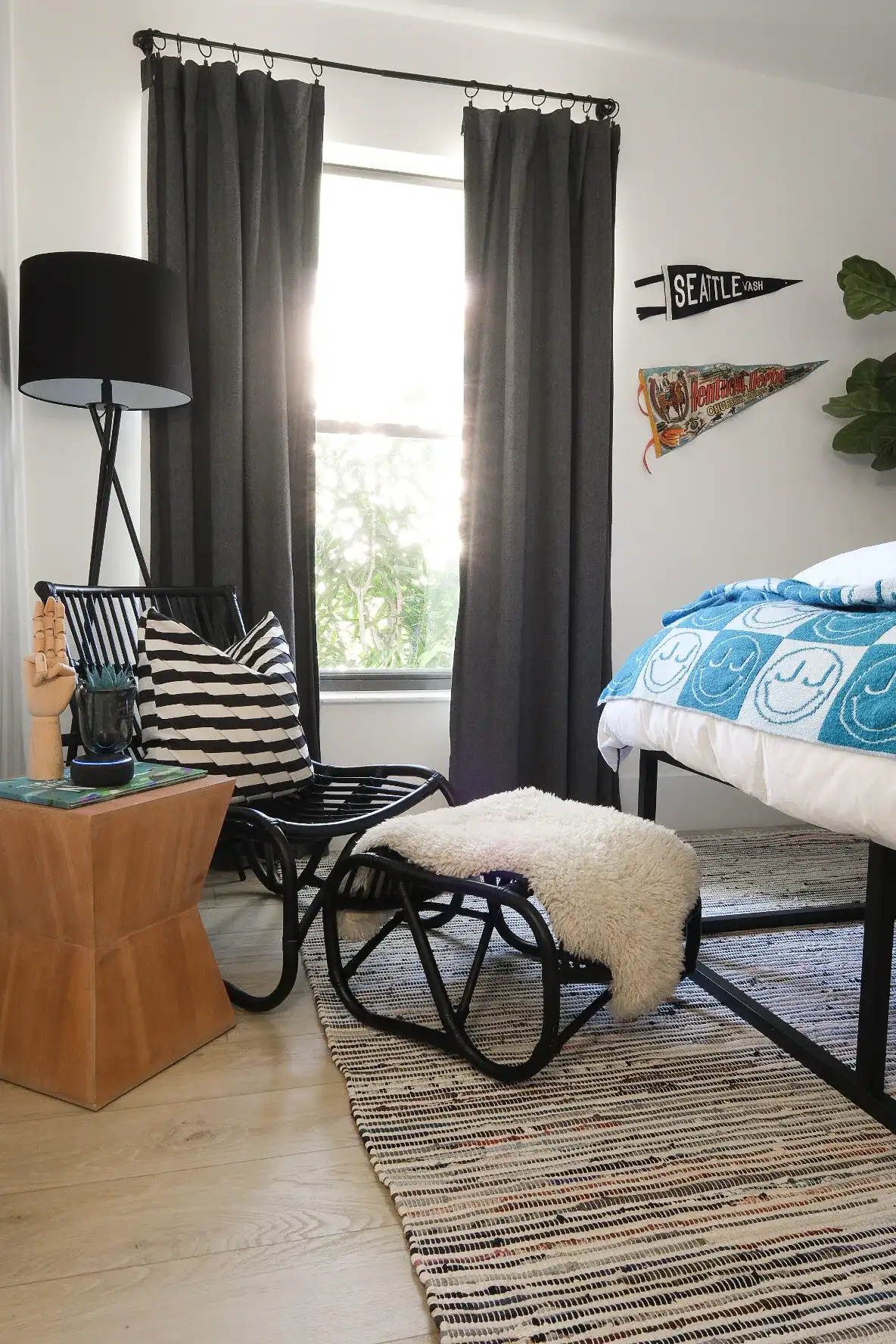 Lotem Accent Table in White Birch in a styled room