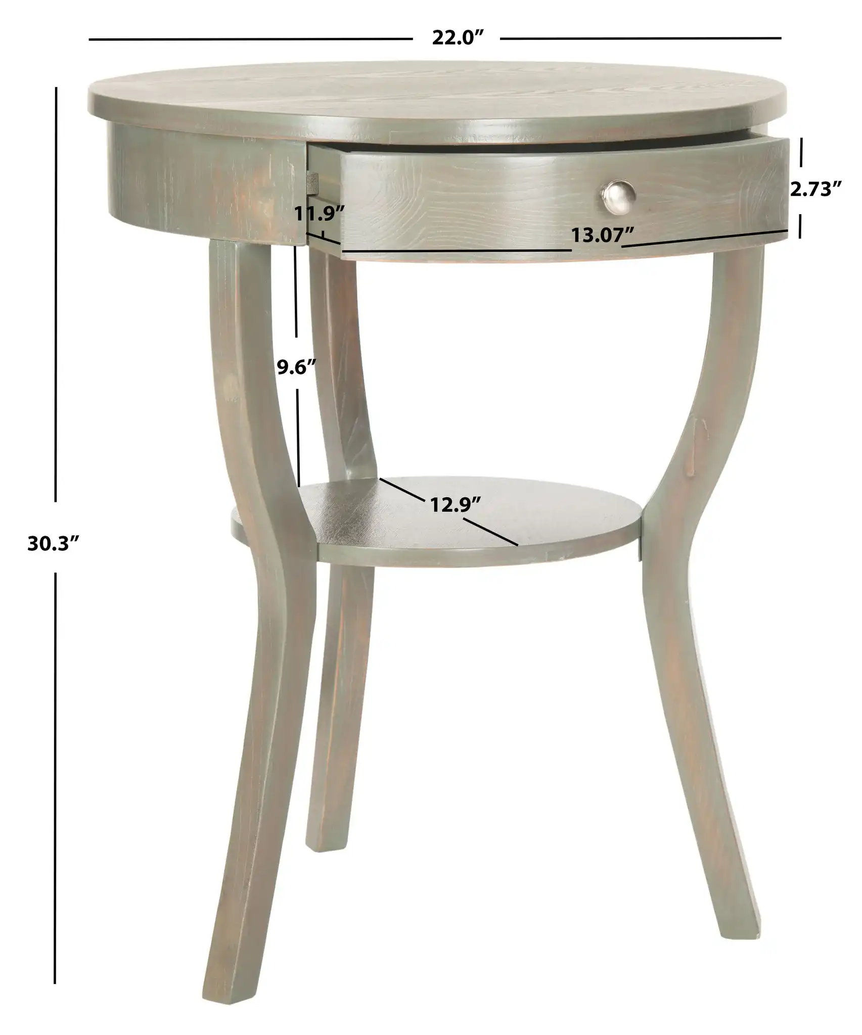 Kendra End Table in Ash Gray, detail view