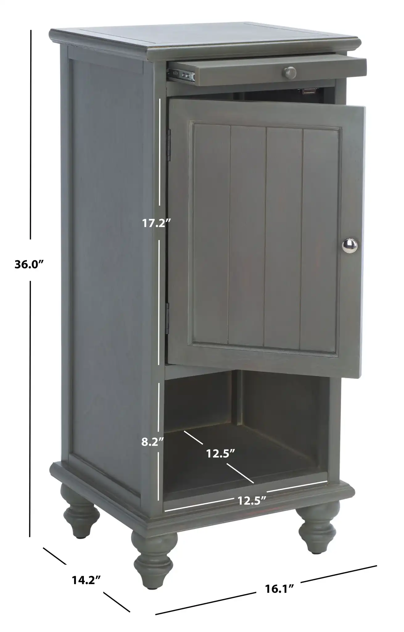Jezabel End Table in White, detail view