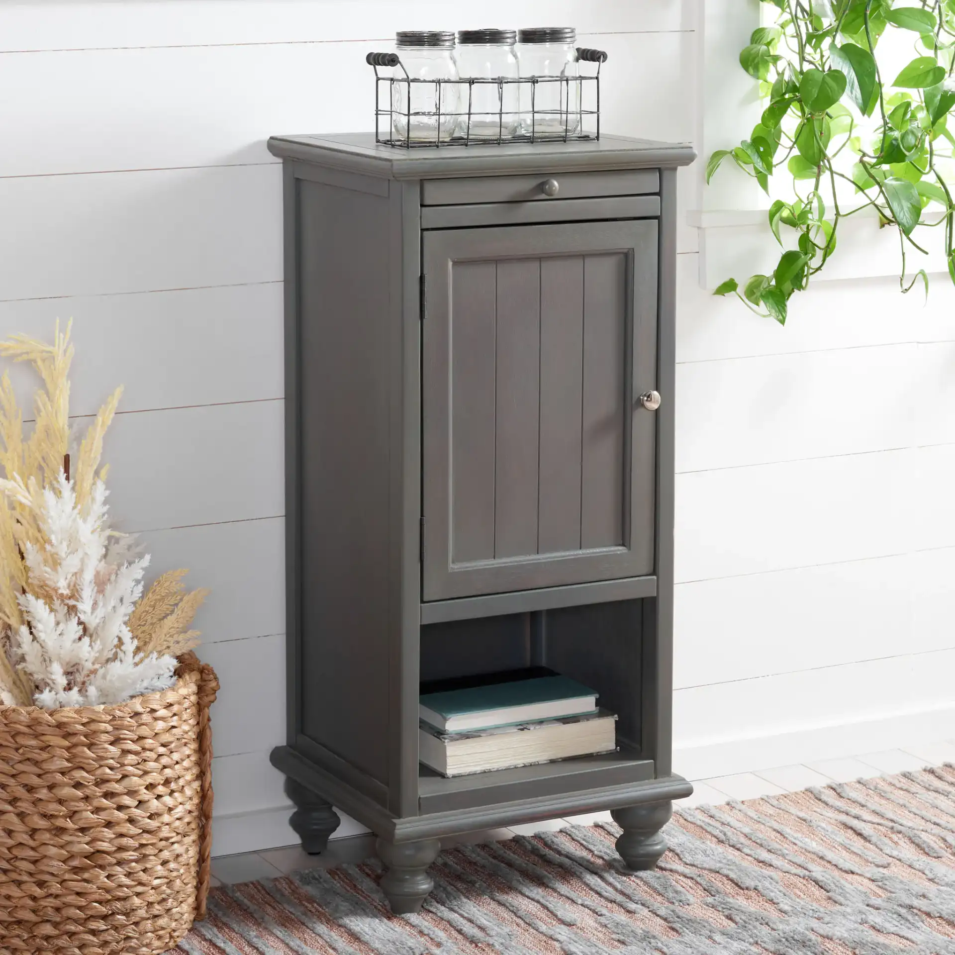 Jezabel End Table in White in a styled room