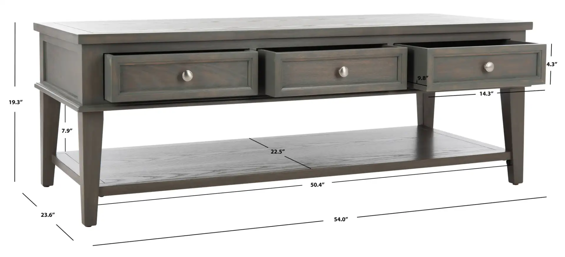 Manelin Coffee Table in Ash Gray, detail view