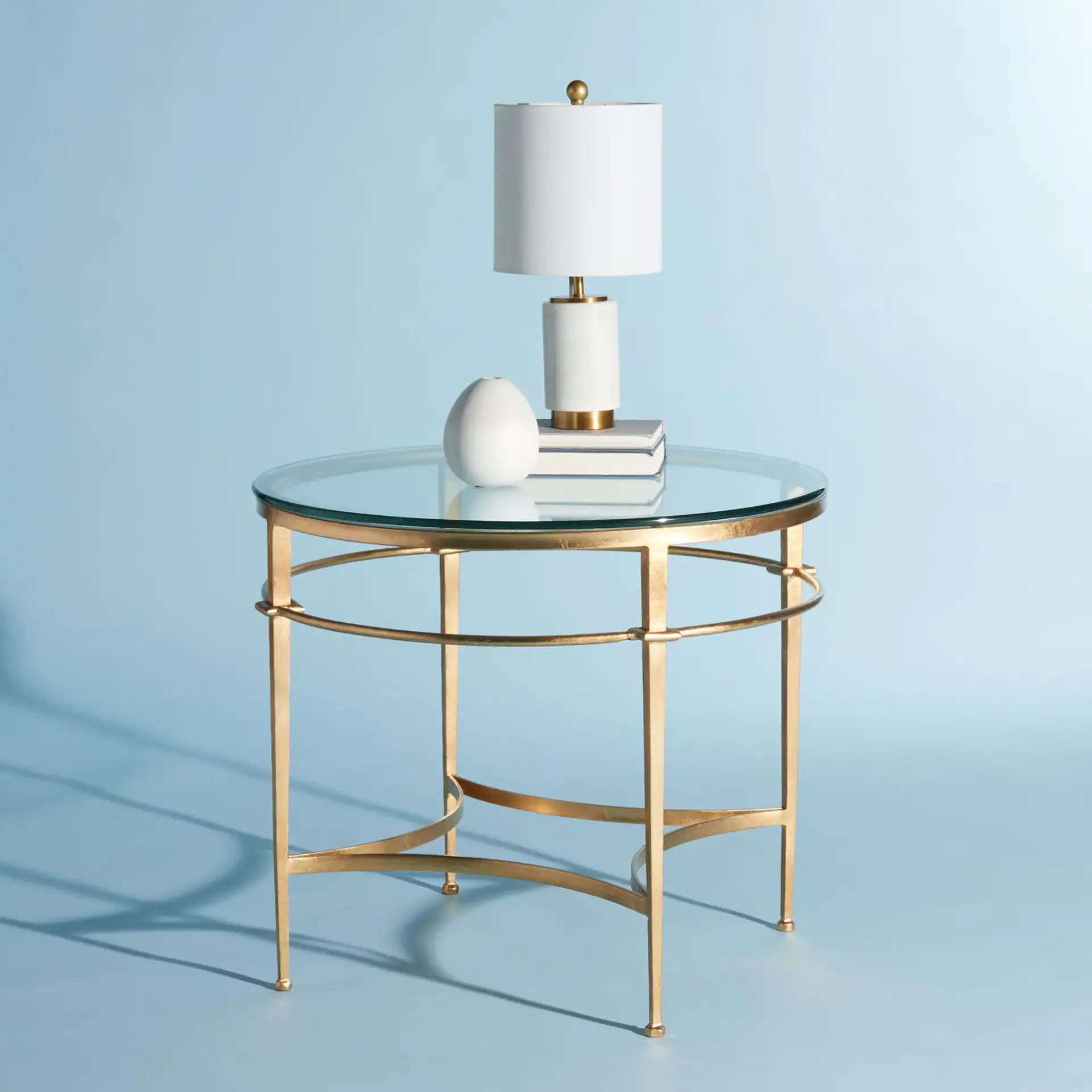 Ingmar Round Side Table in Gold in a styled room
