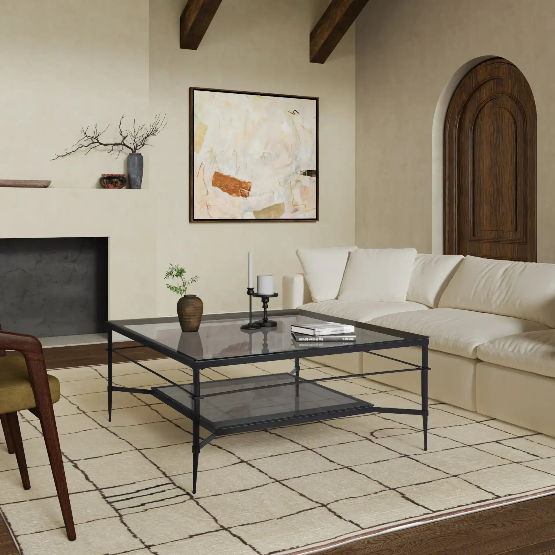 Mieka Cocktail Table in Black in a styled room