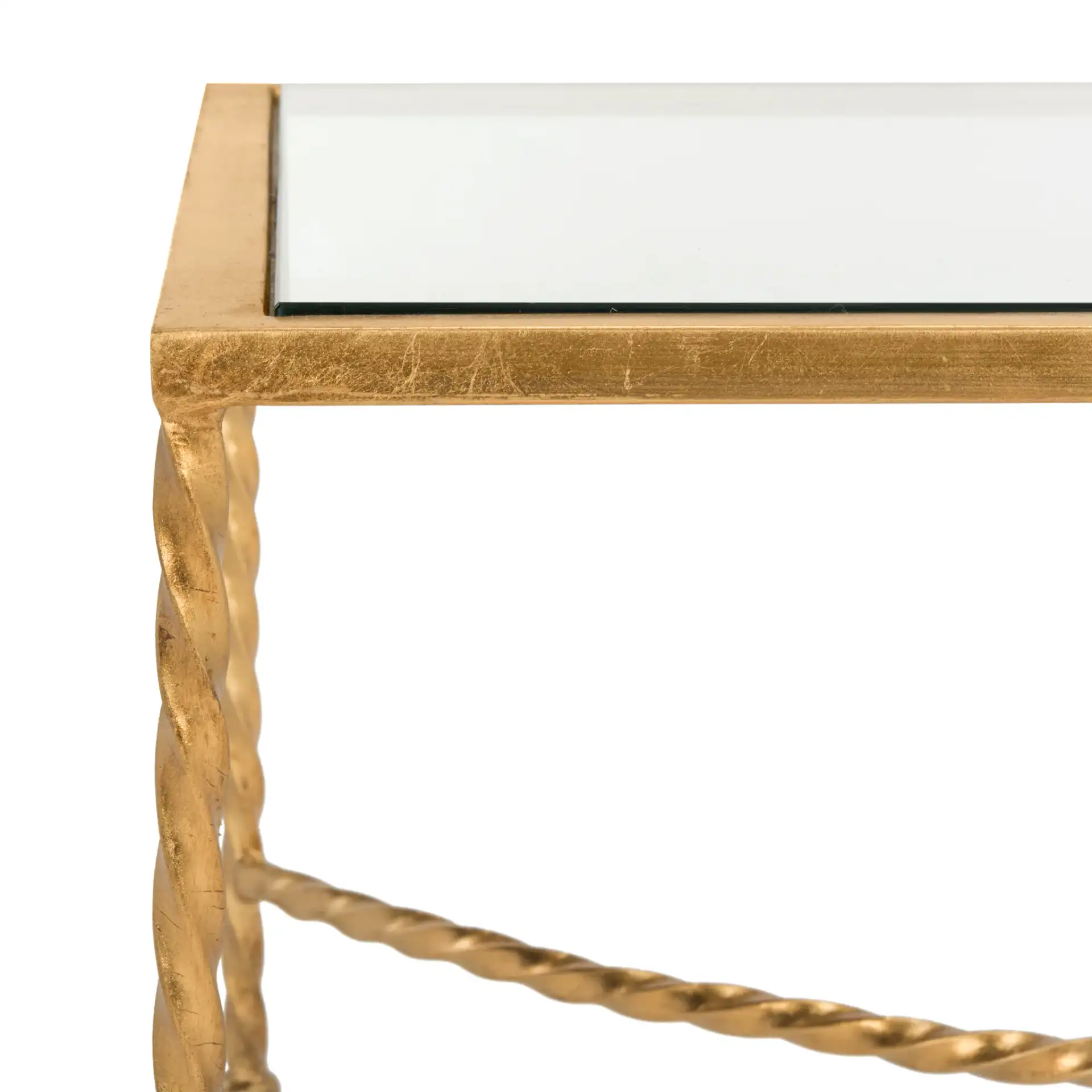 Matilda Glass Coffee Table in Gold in a styled room