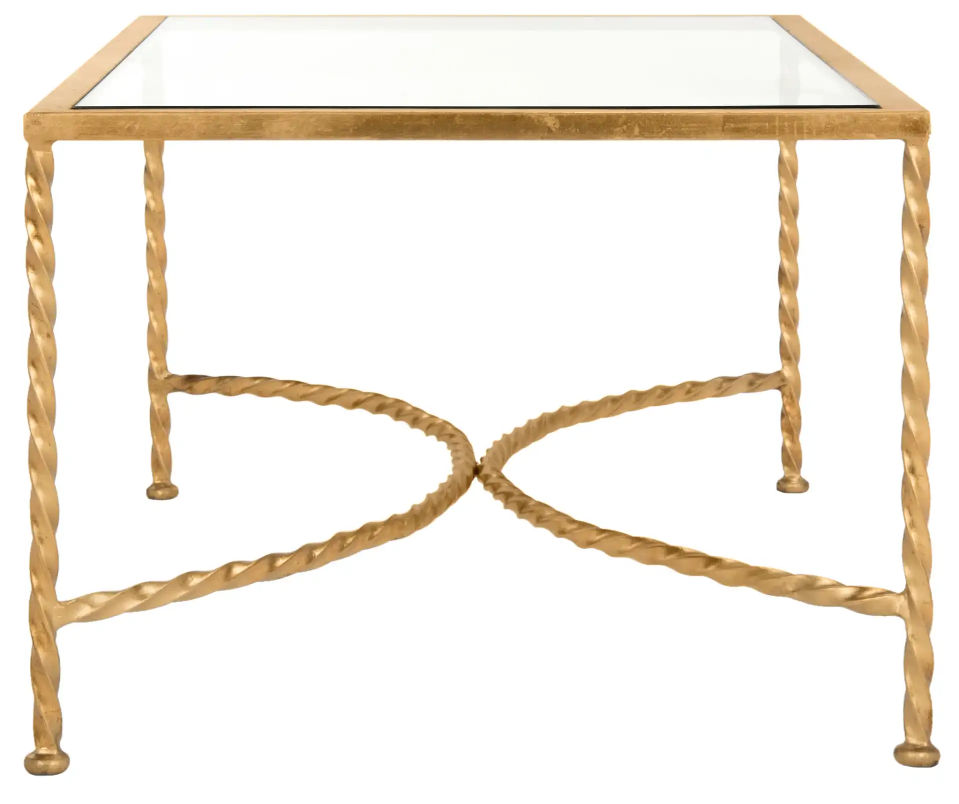Matilda Glass Coffee Table in Gold, detail view
