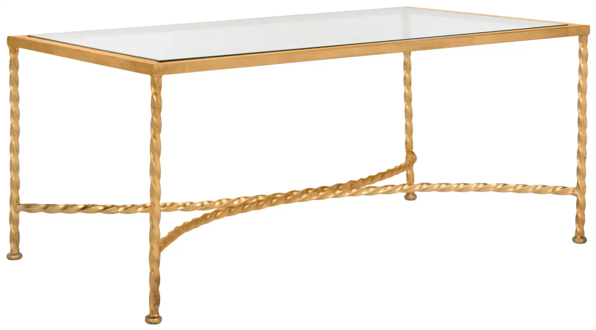 Matilda Glass Coffee Table in Gold, detail view