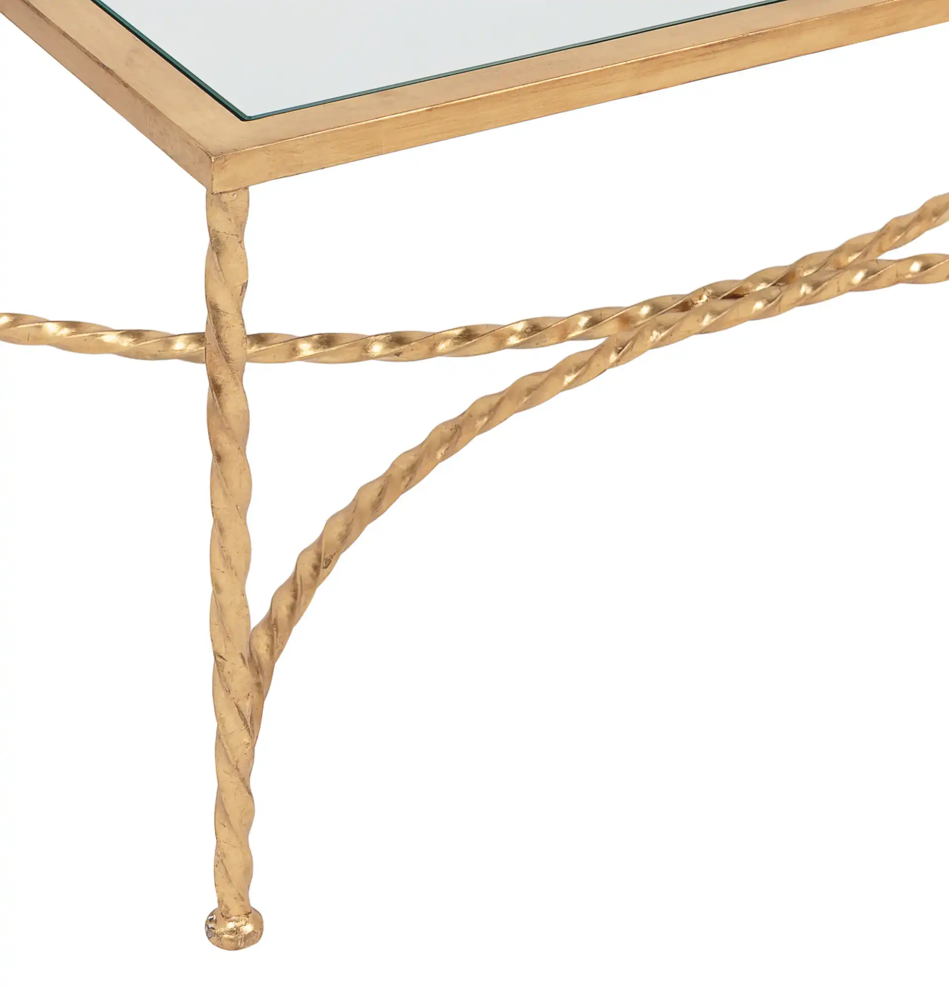 Matilda Glass Coffee Table in Gold in a styled room