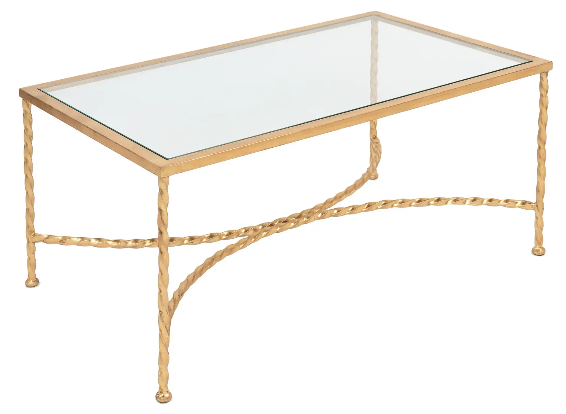 Matilda Glass Coffee Table in Gold, detail view