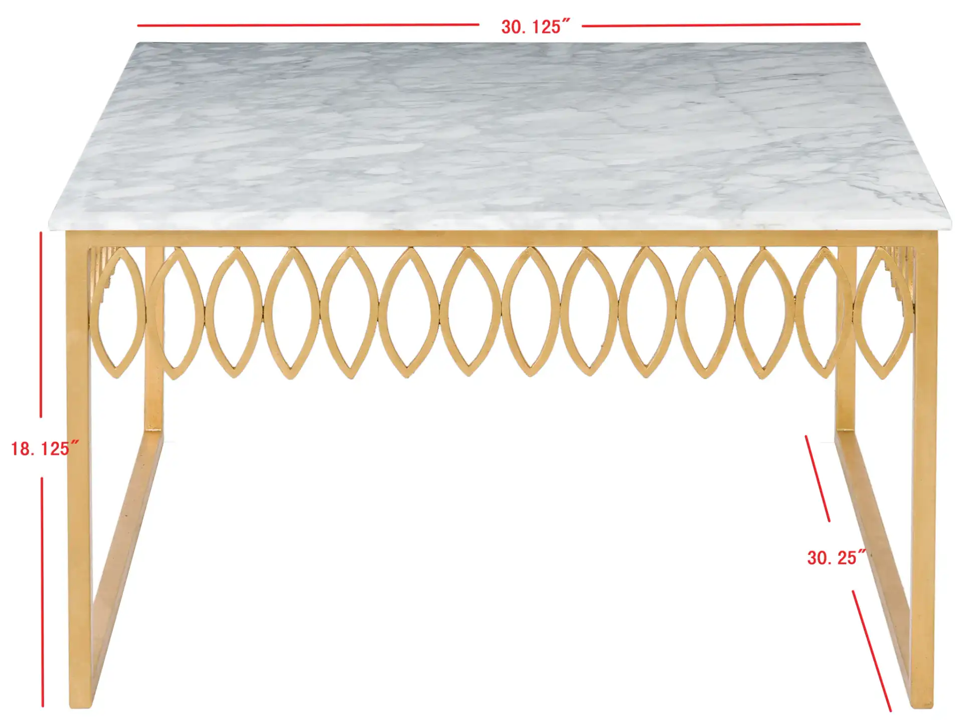 Natalia Cocktail Table in Gold / White, detail view