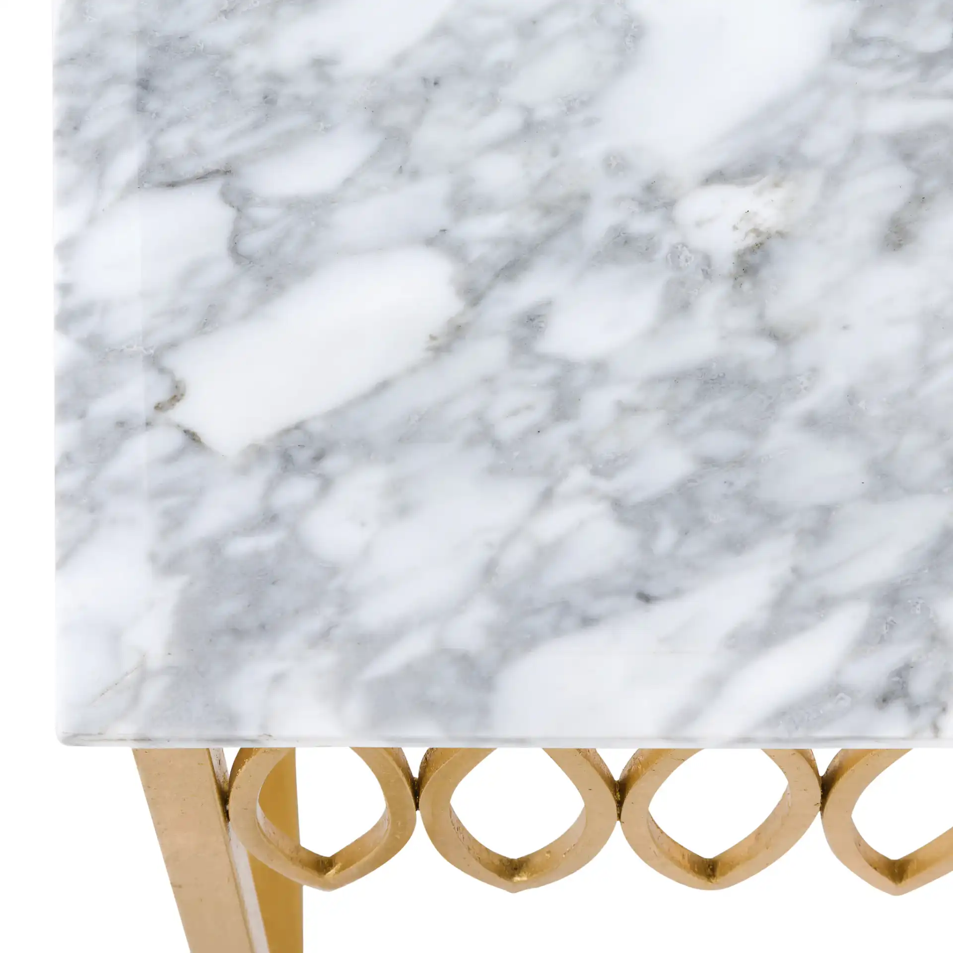 Natalia Cocktail Table in Gold / White in a styled room