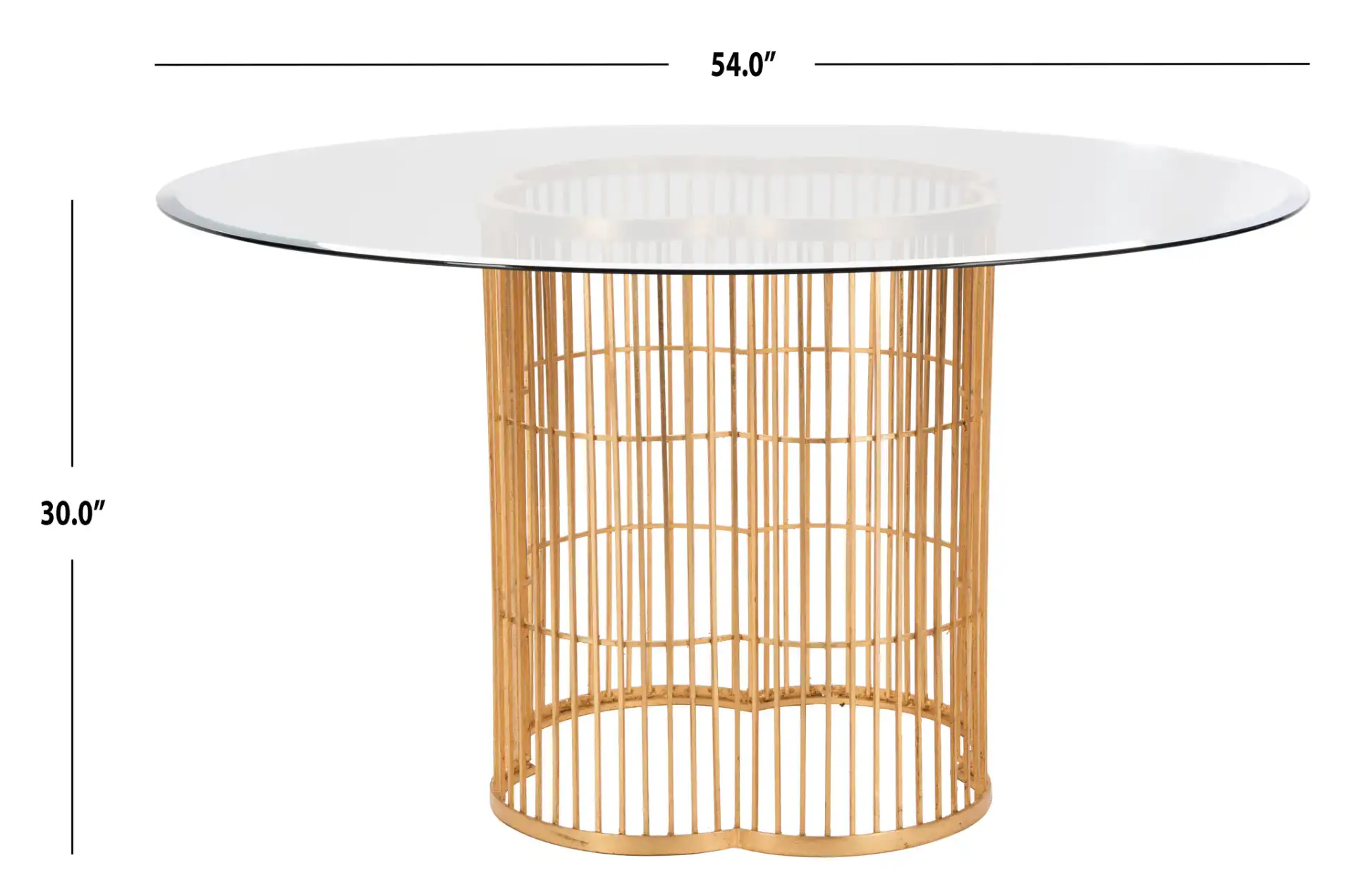 Noore 54-Inch Gold Dining Table in Gold / Clear, detail view