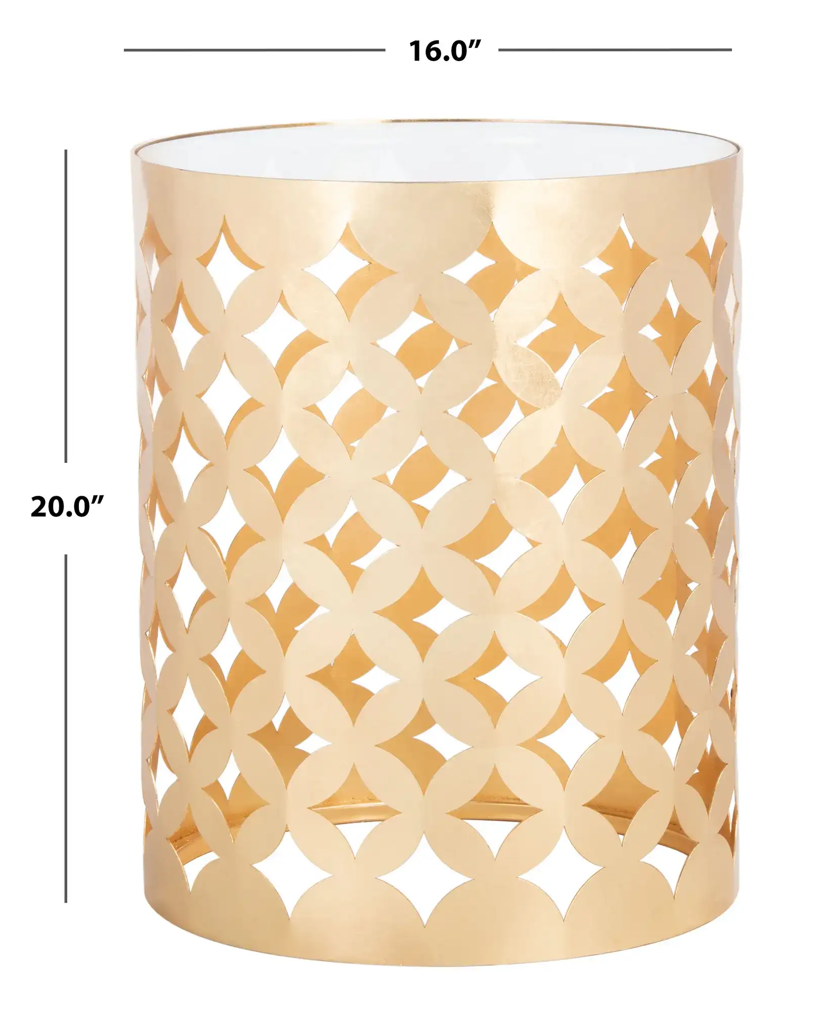 Cairo Round Gold Leaf End Table in Gold, detail view
