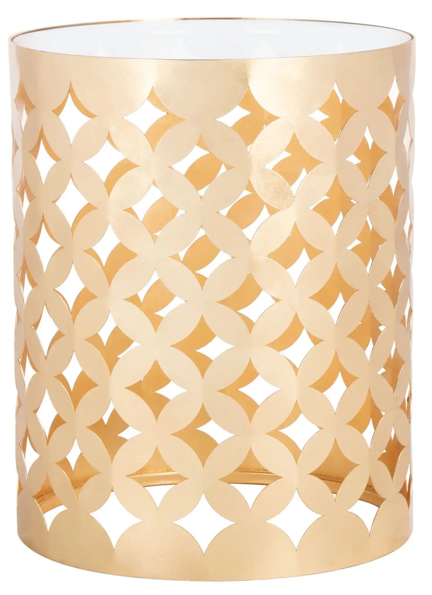 Cairo Round Gold Leaf End Table in Gold