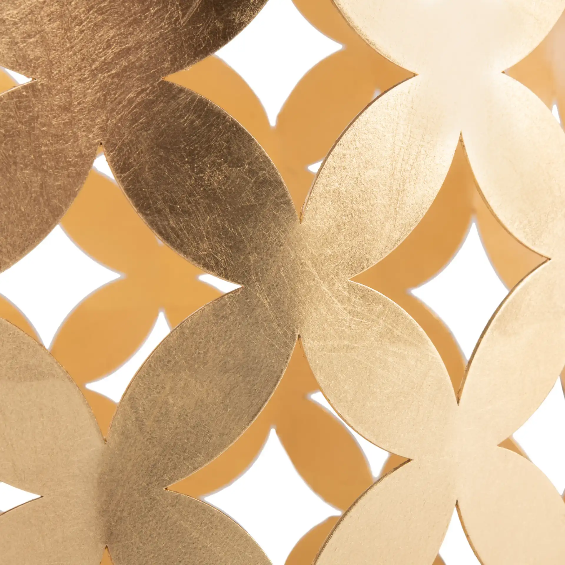 Cairo Round Gold Leaf End Table in Gold, detail view