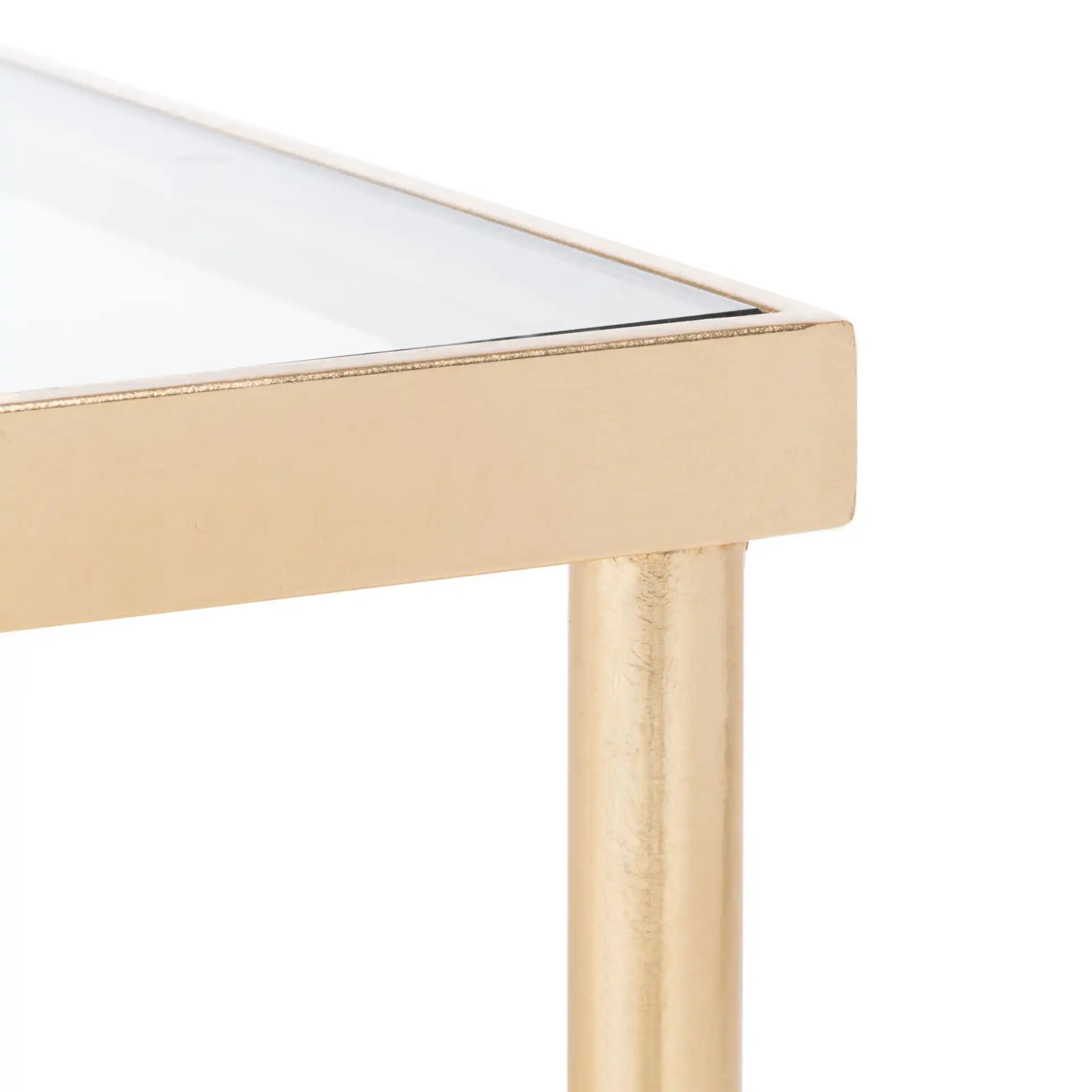 Devi Gold Leaf Coffee Table in Gold in a styled room