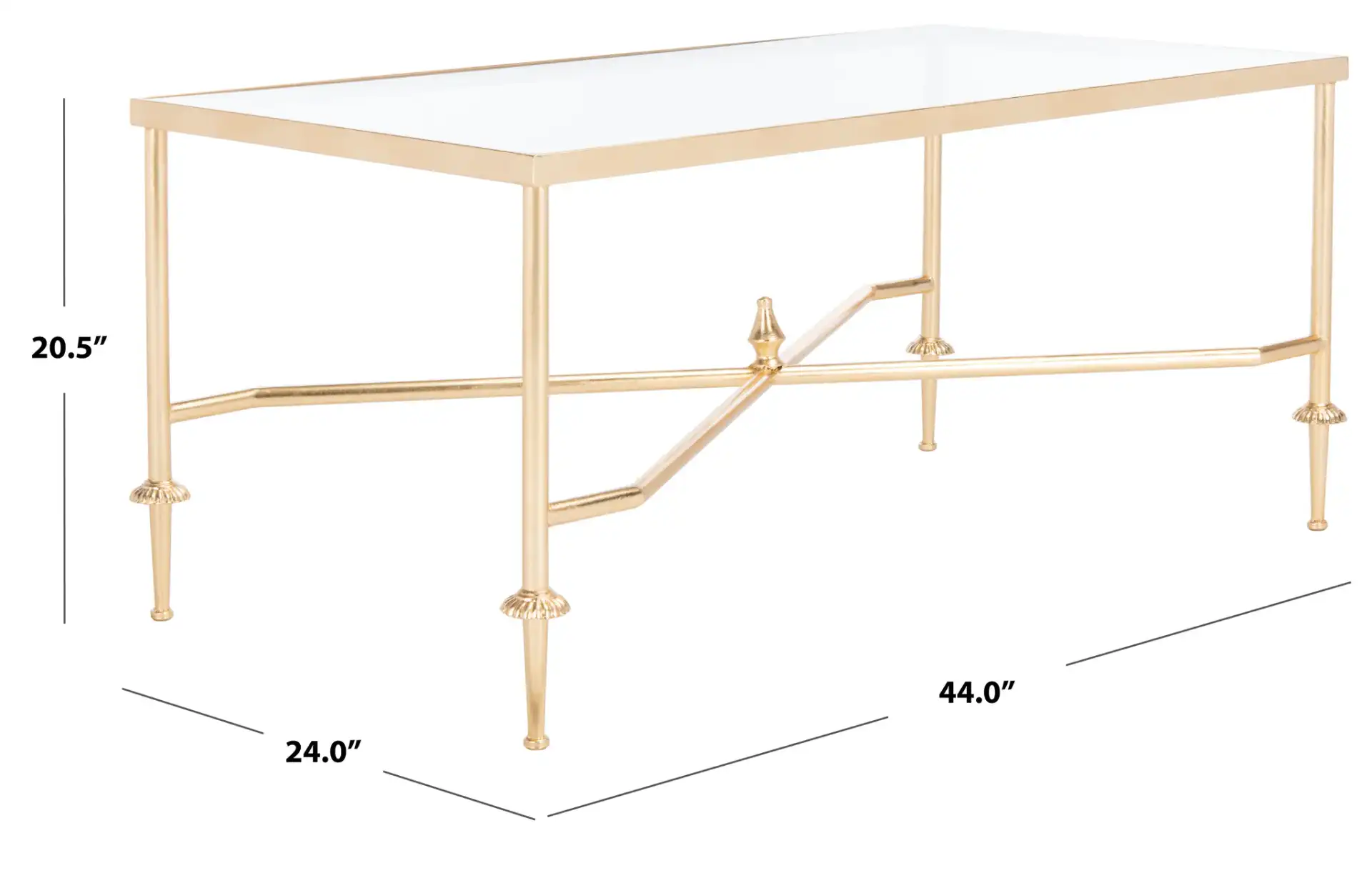 Devi Gold Leaf Coffee Table in Gold, detail view