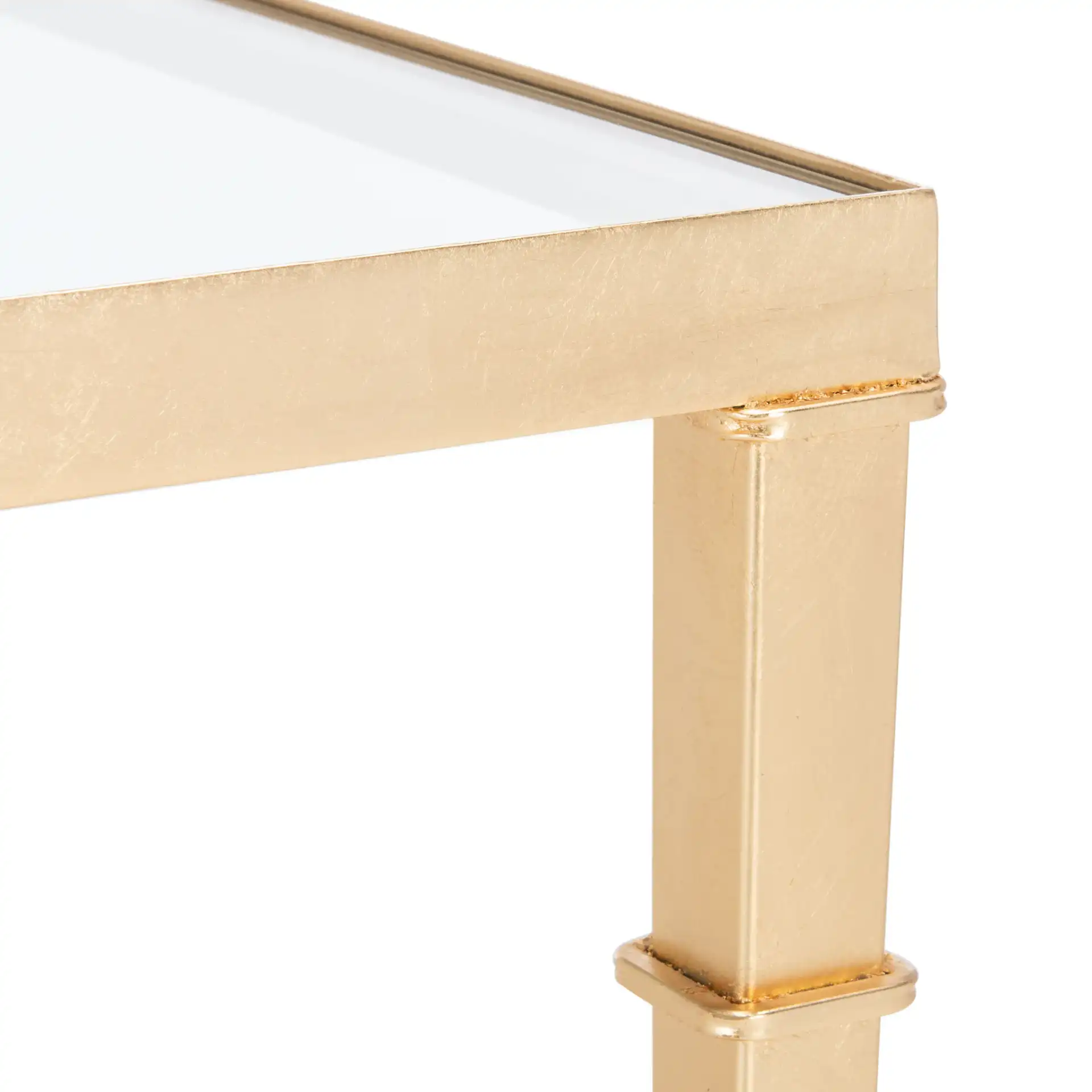 Mendez Gold Leaf Accent Table in Gold in a styled room