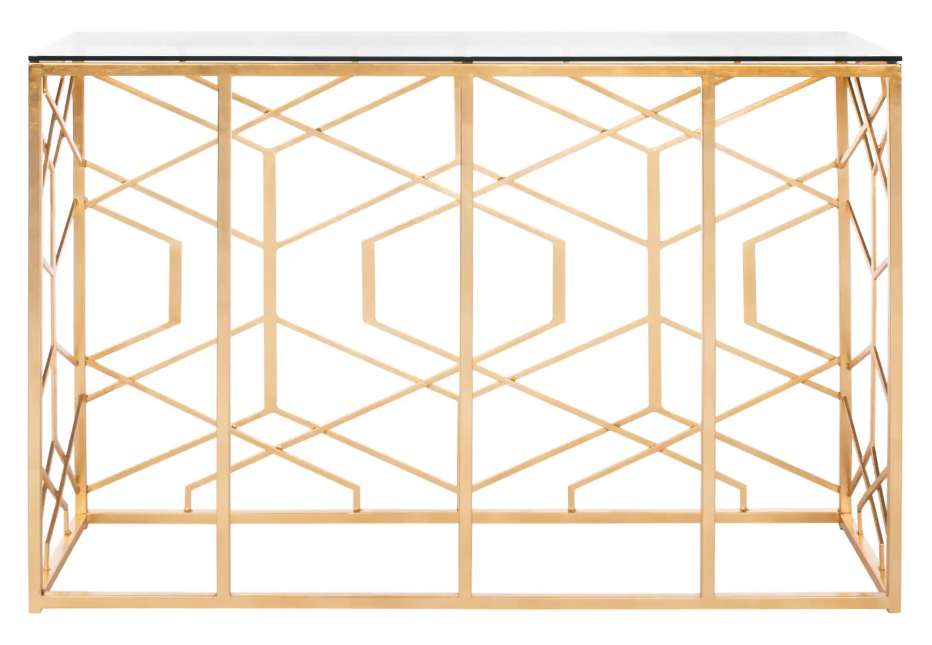 Sean Gold Leaf Console Table in Gold, detail view