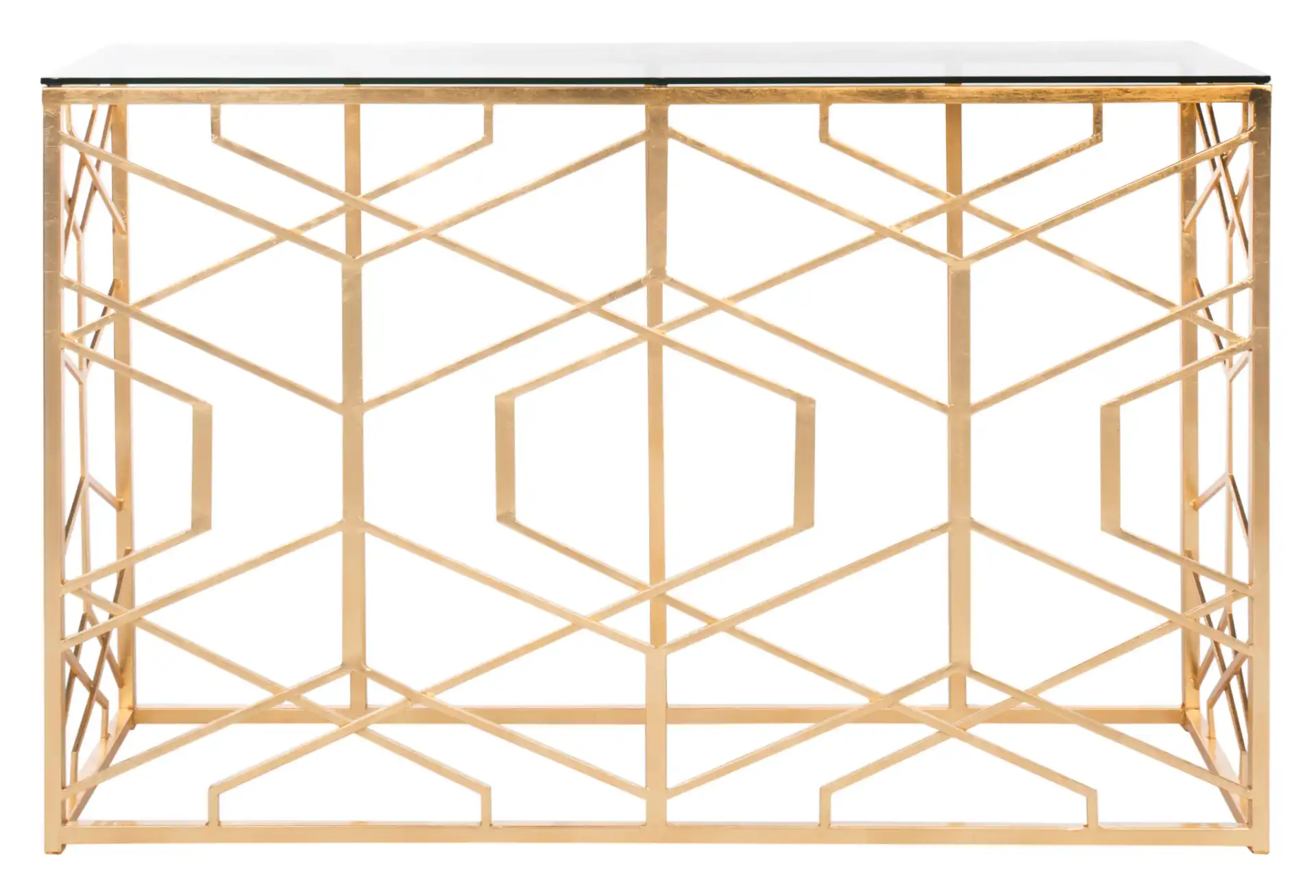Sean Gold Leaf Console Table in Gold