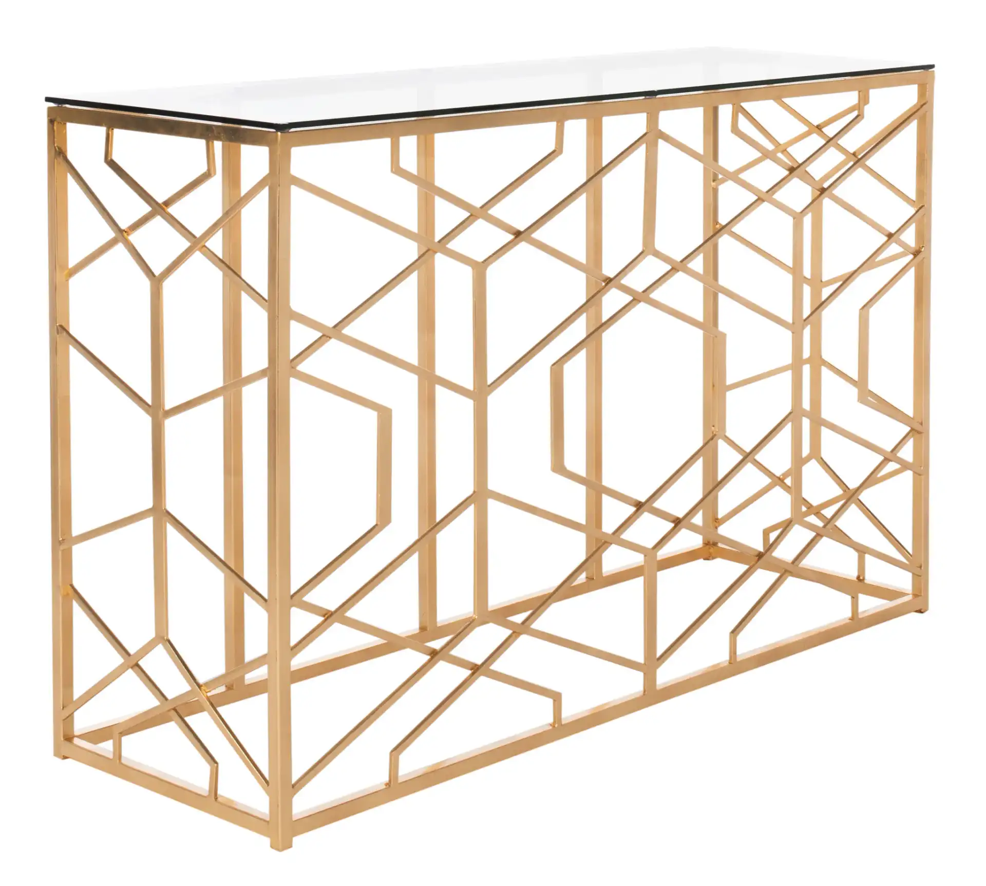 Sean Gold Leaf Console Table in Gold, detail view