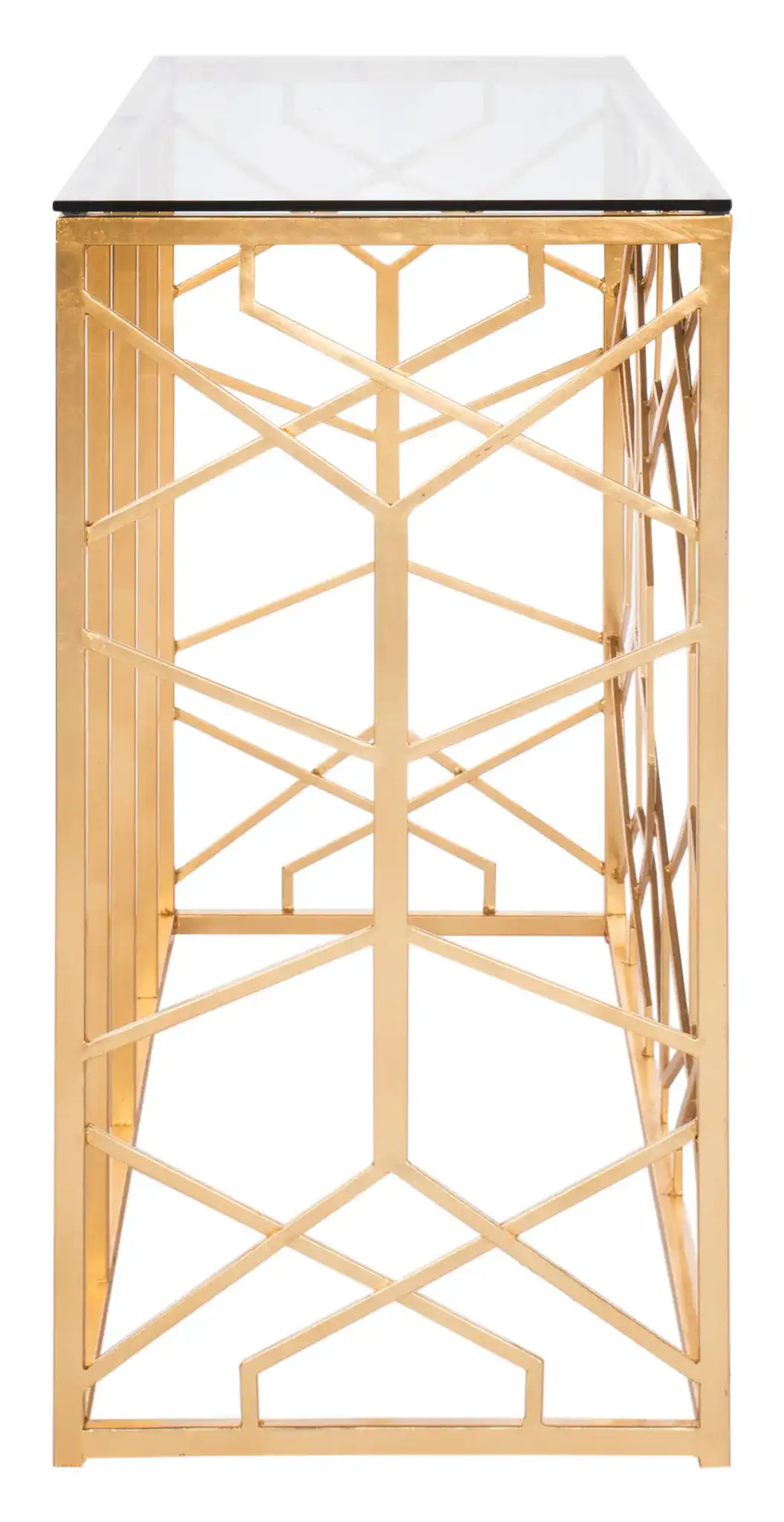 Sean Gold Leaf Console Table in Gold, detail view