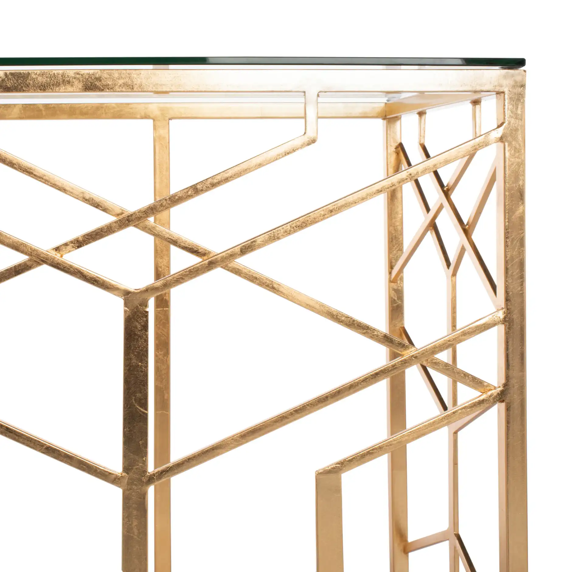 Sean Gold Leaf Console Table in Gold, detail view