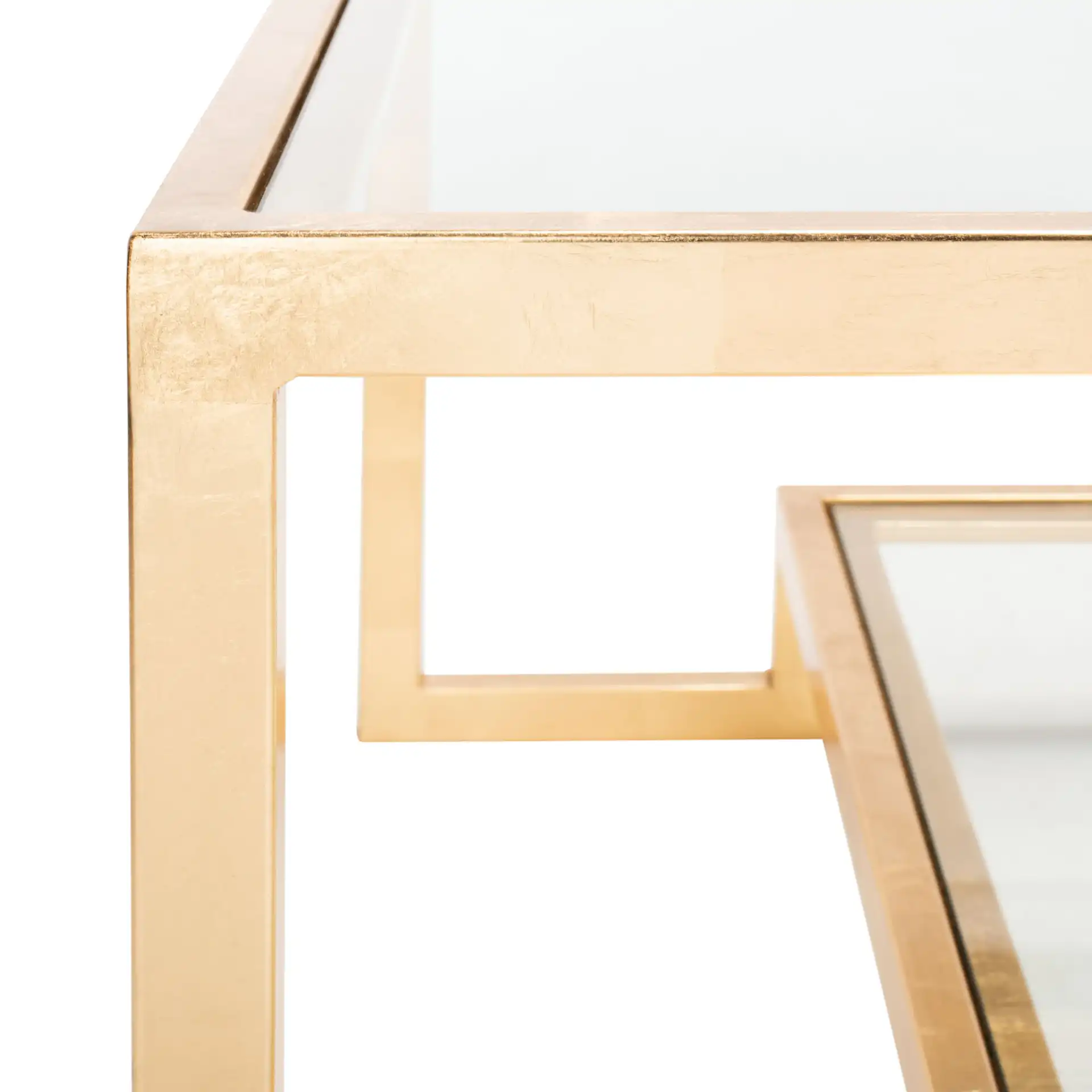 Vivian Gold Leaf Coffee Table in Gold in a styled room