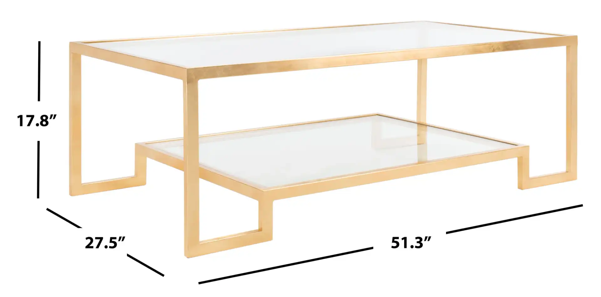 Vivian Gold Leaf Coffee Table in Gold, detail view
