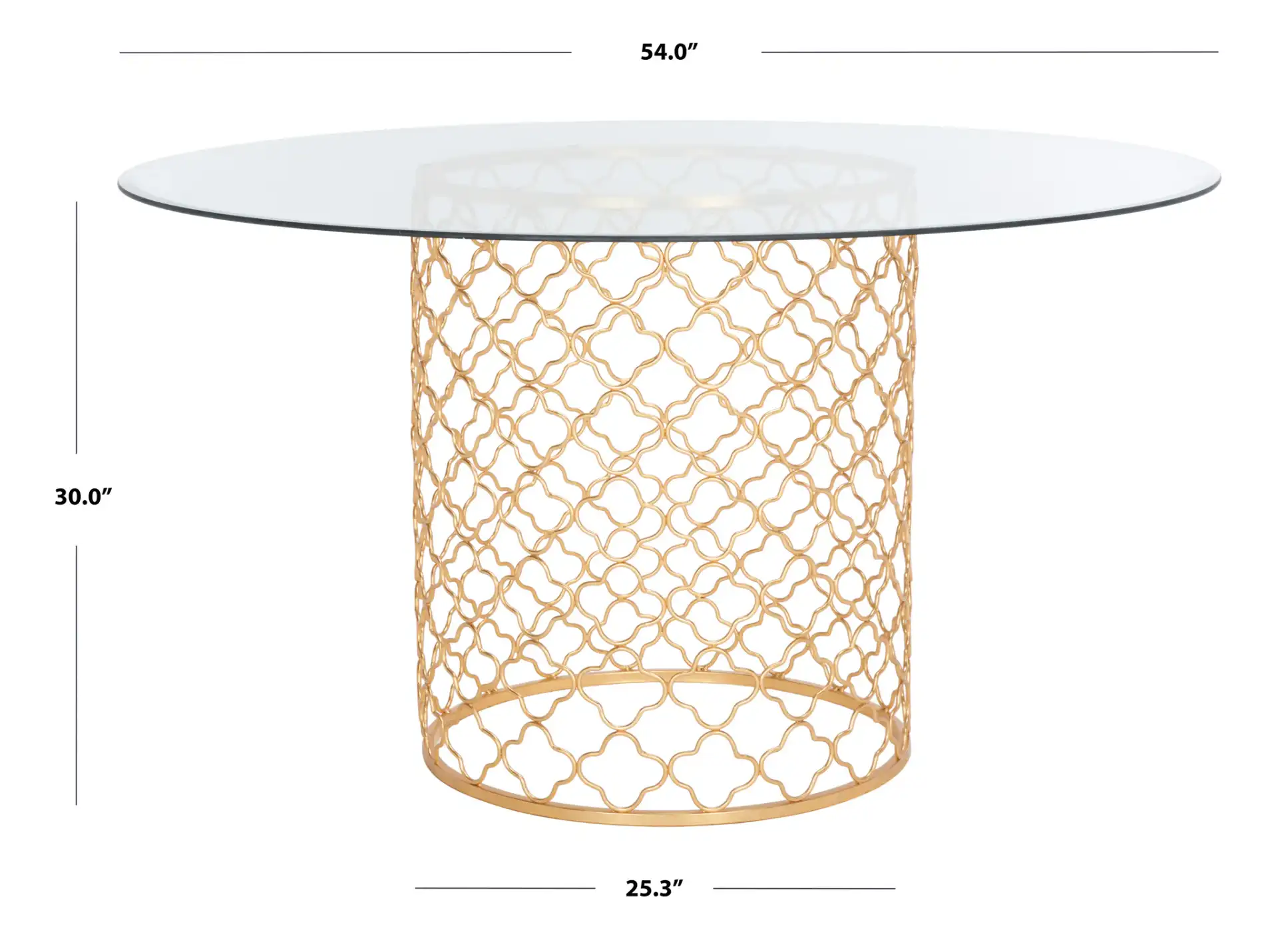 Sandrarose Metal Dining Table in Gold, detail view