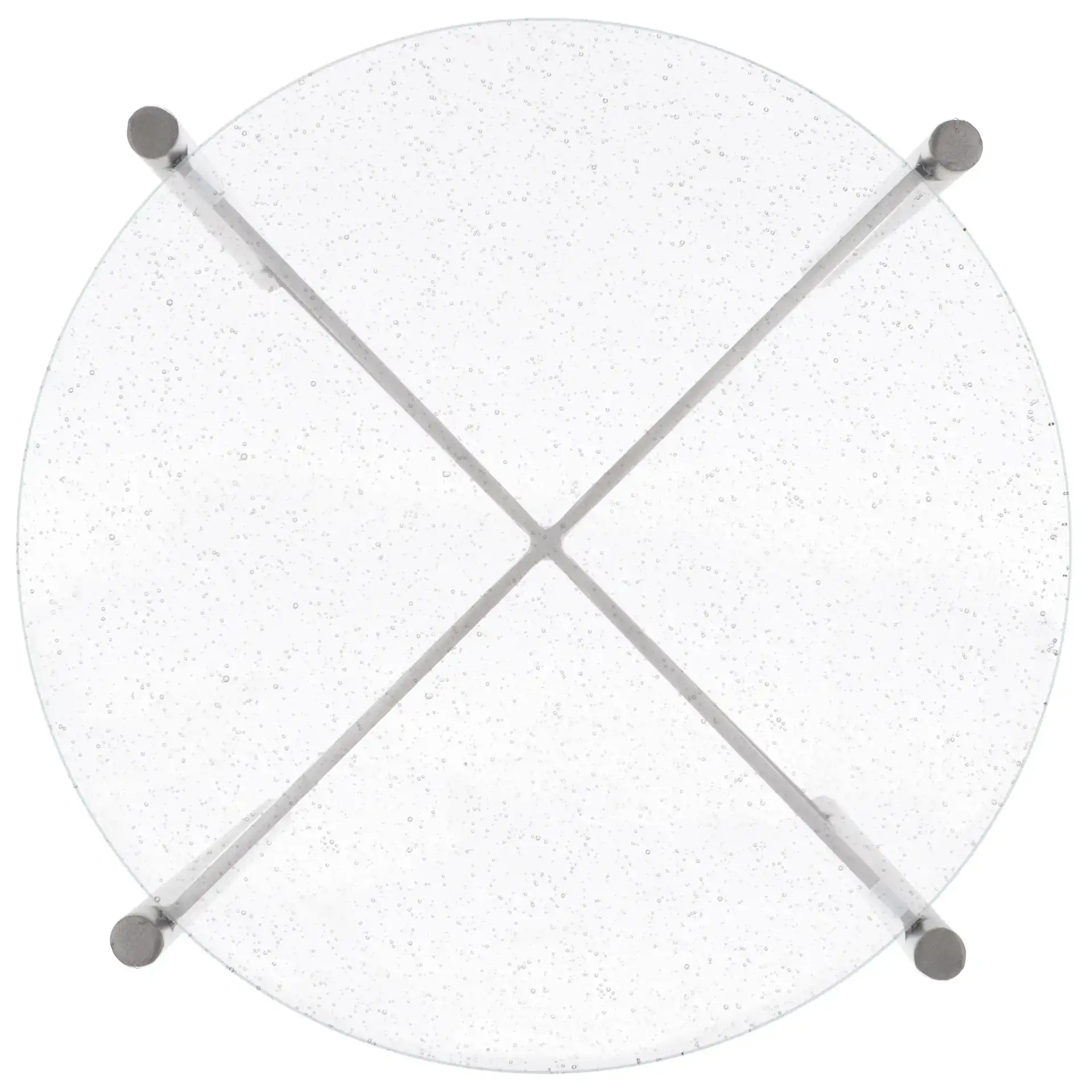 Adriella Round Bubble Glass Table in Silver / Clear, detail view