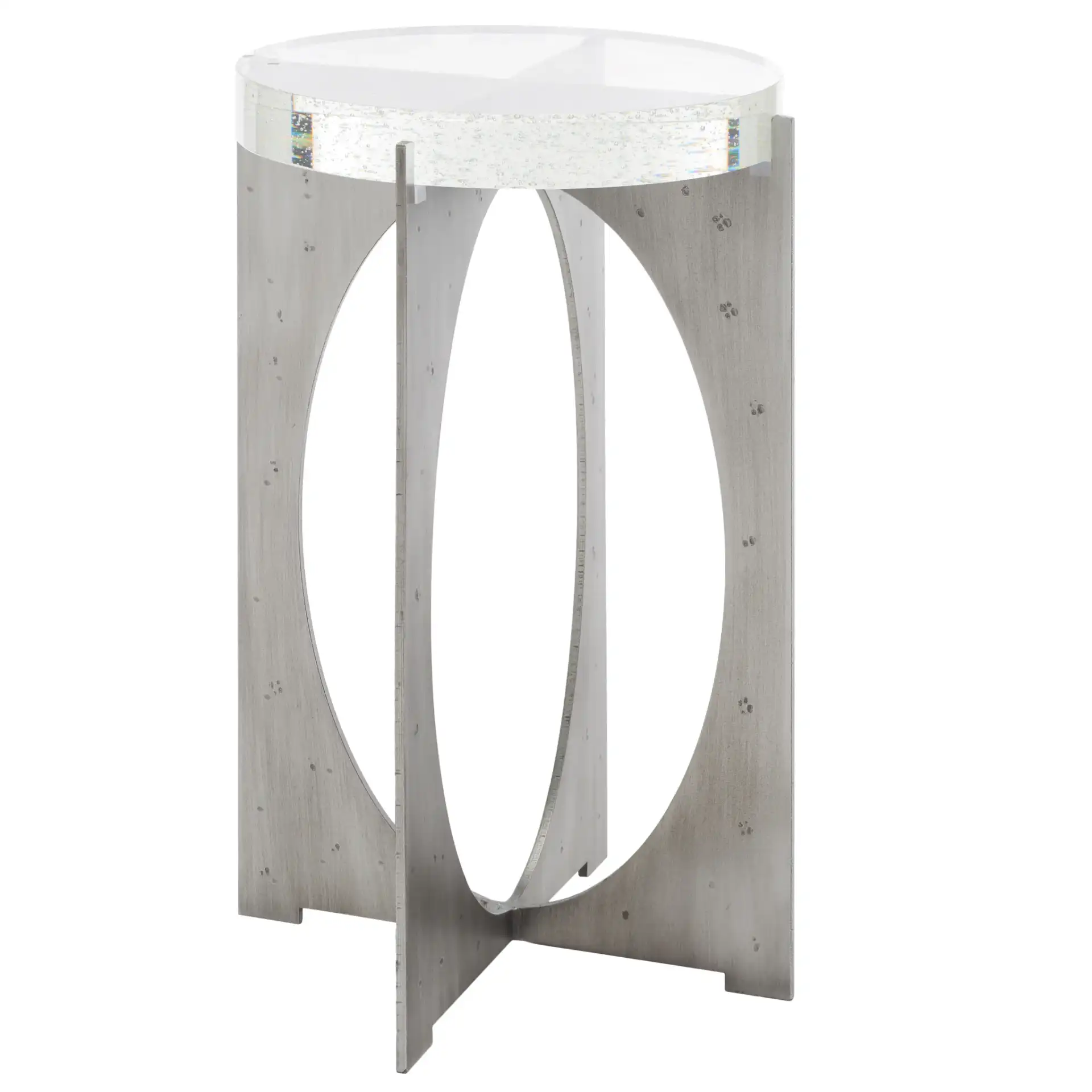 Hannamaria Bubble Glass Table in Silver / Clear, detail view
