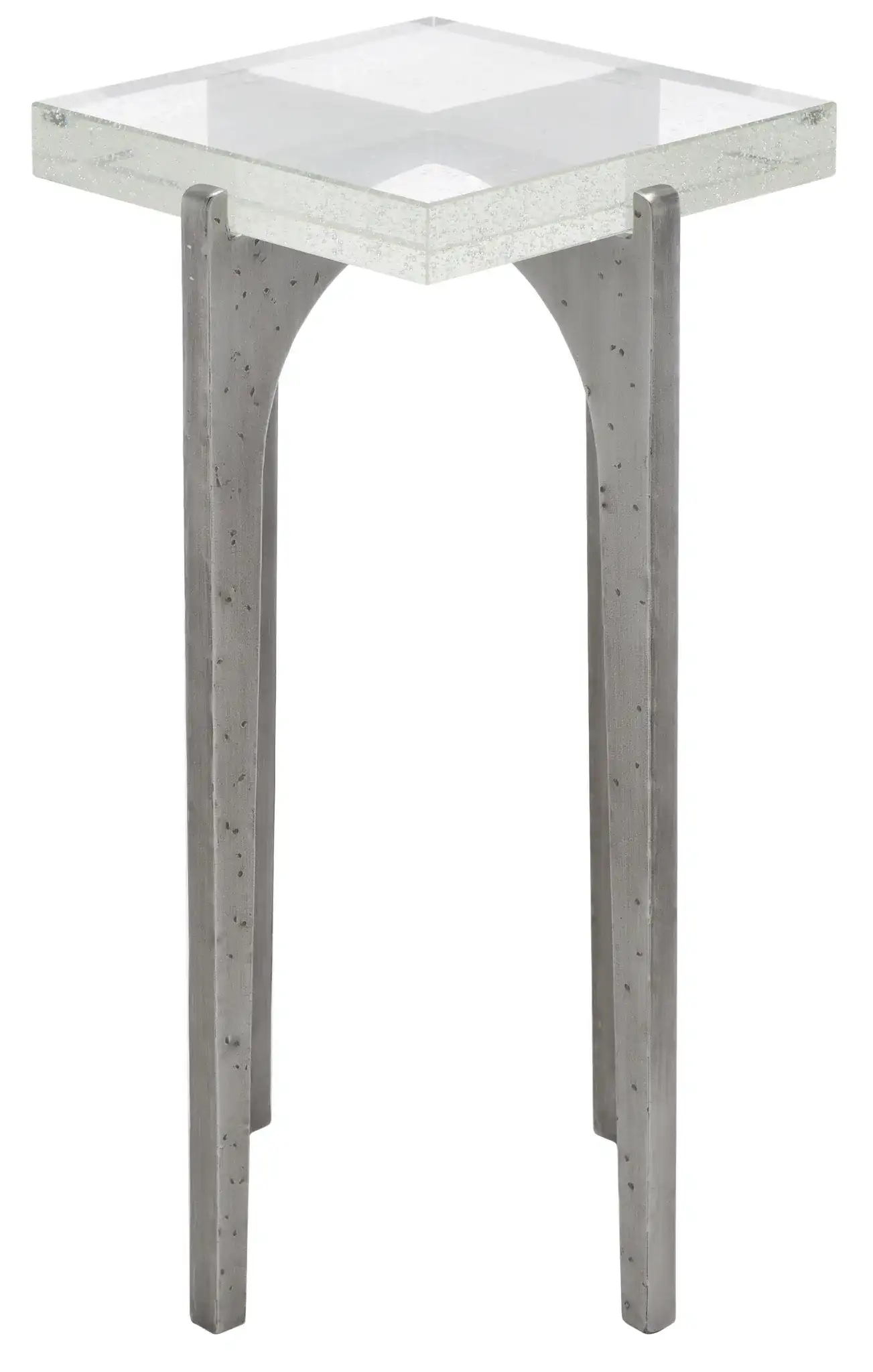 Tawny Square Bubble Glass Accent Table in Silver / Clear