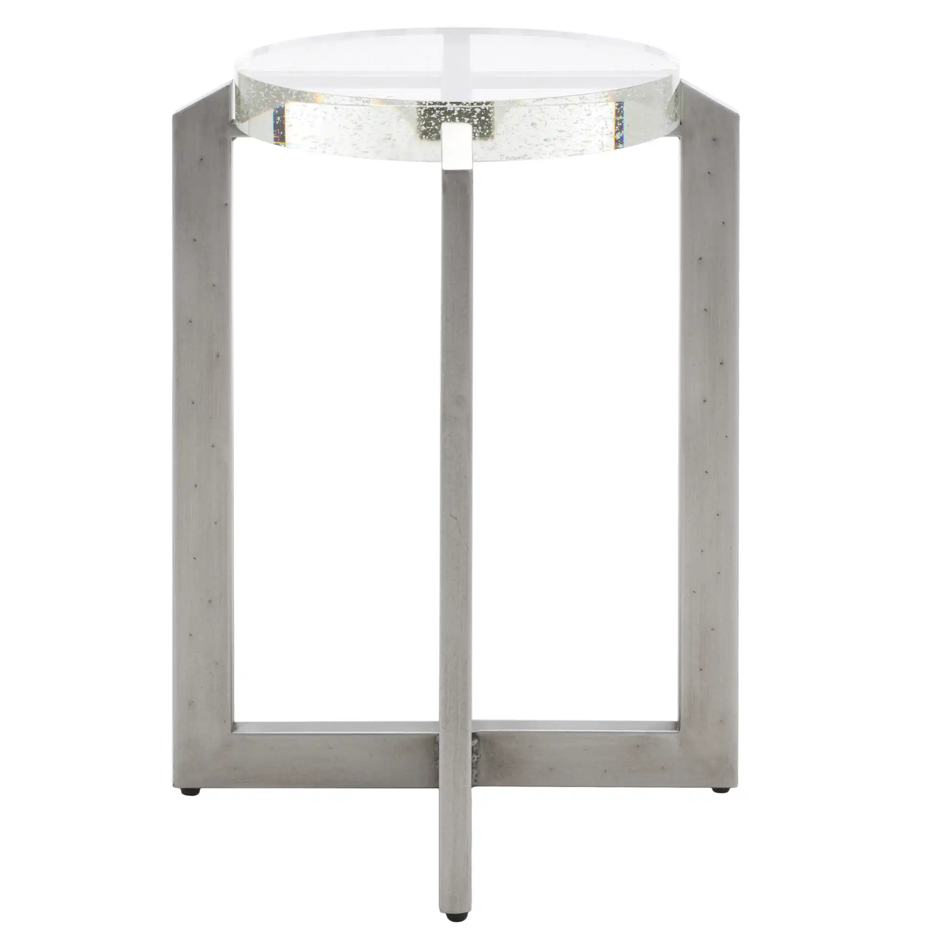 Pixie Round Bubble Glass Accent Table in Silver / Clear, detail view
