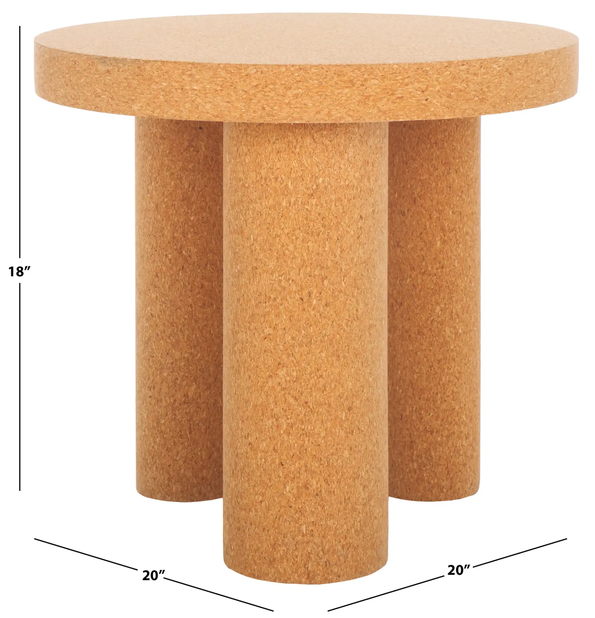 Gilligan Cork Three-Leg Accent Table in Cork, detail view