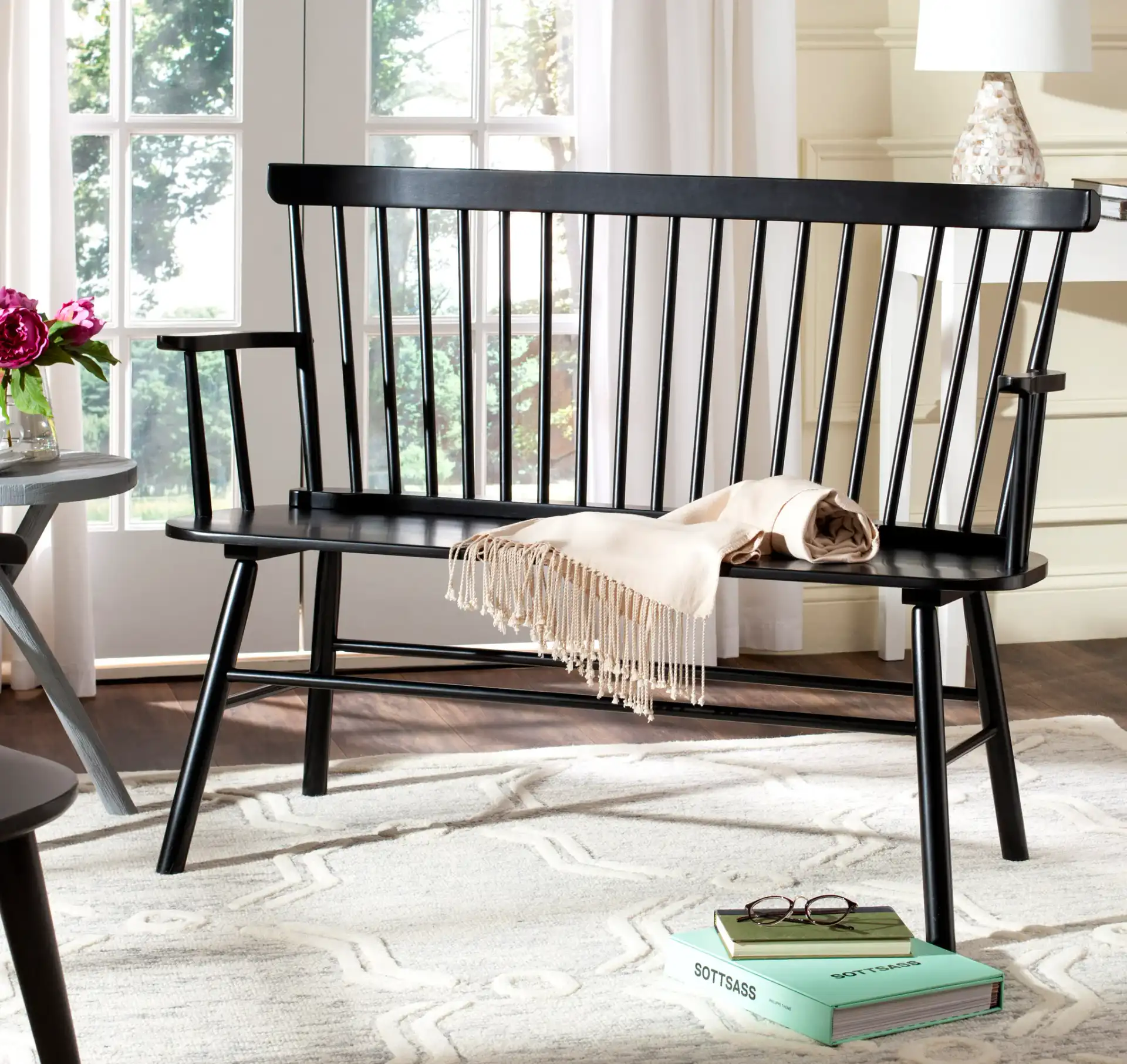 Addison Loveseat in Black in a styled room