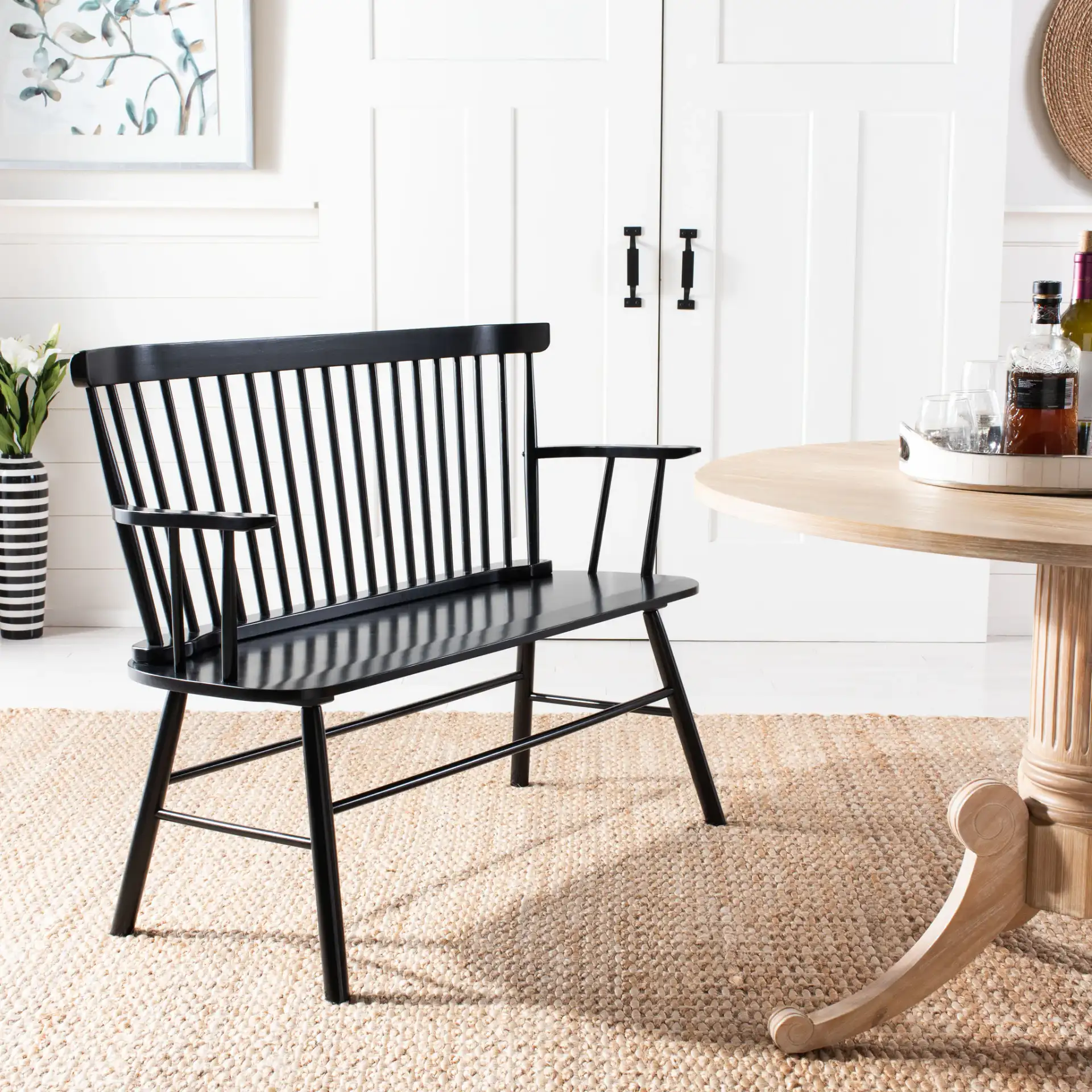 Addison Loveseat in Black in a styled room