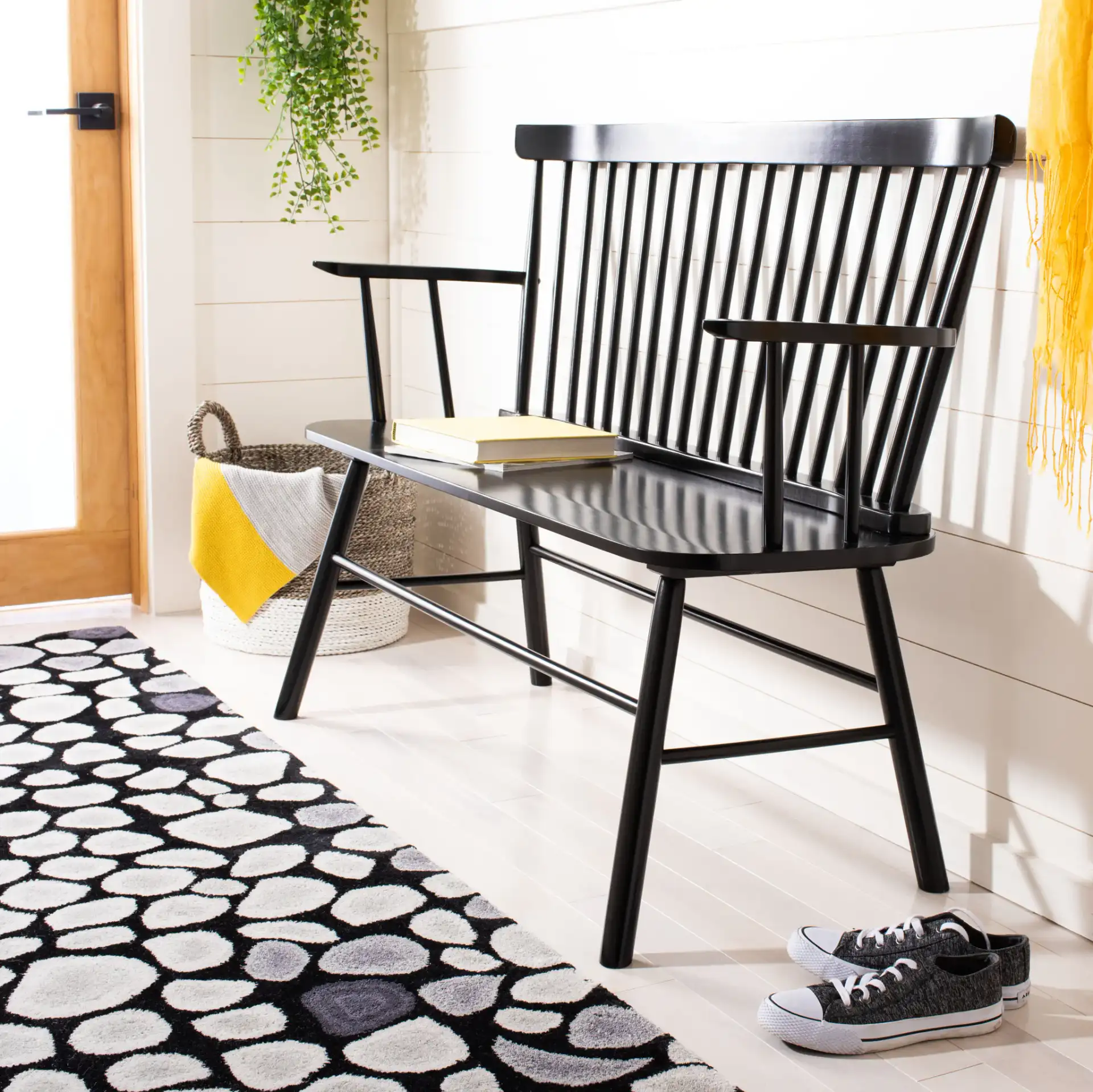 Addison Loveseat in Black in a styled room