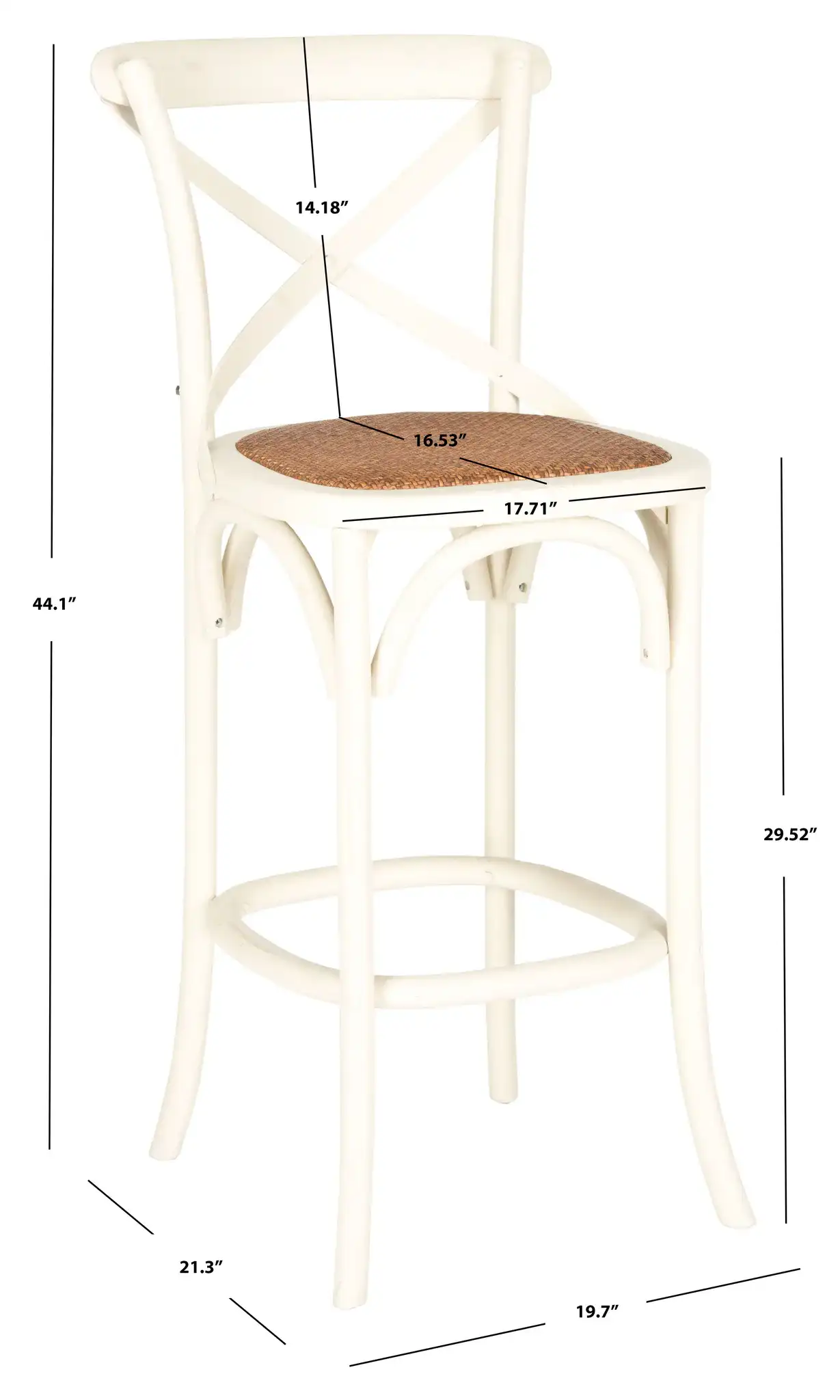 Franklin Barstool in Antique White, detail view