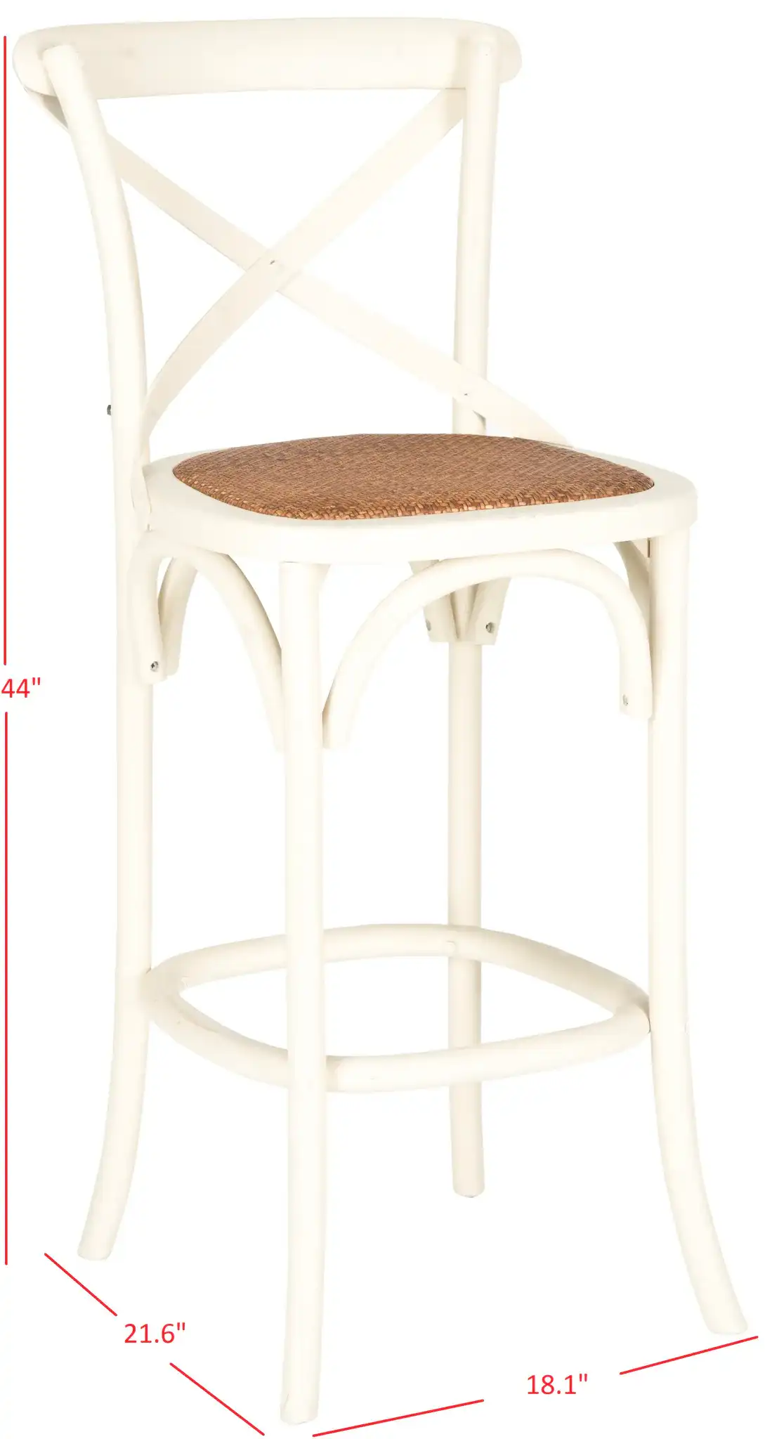 Franklin Barstool in Antique White, detail view