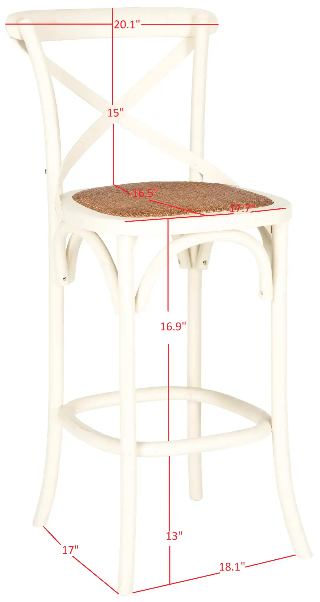 Franklin Barstool in Antique White, detail view
