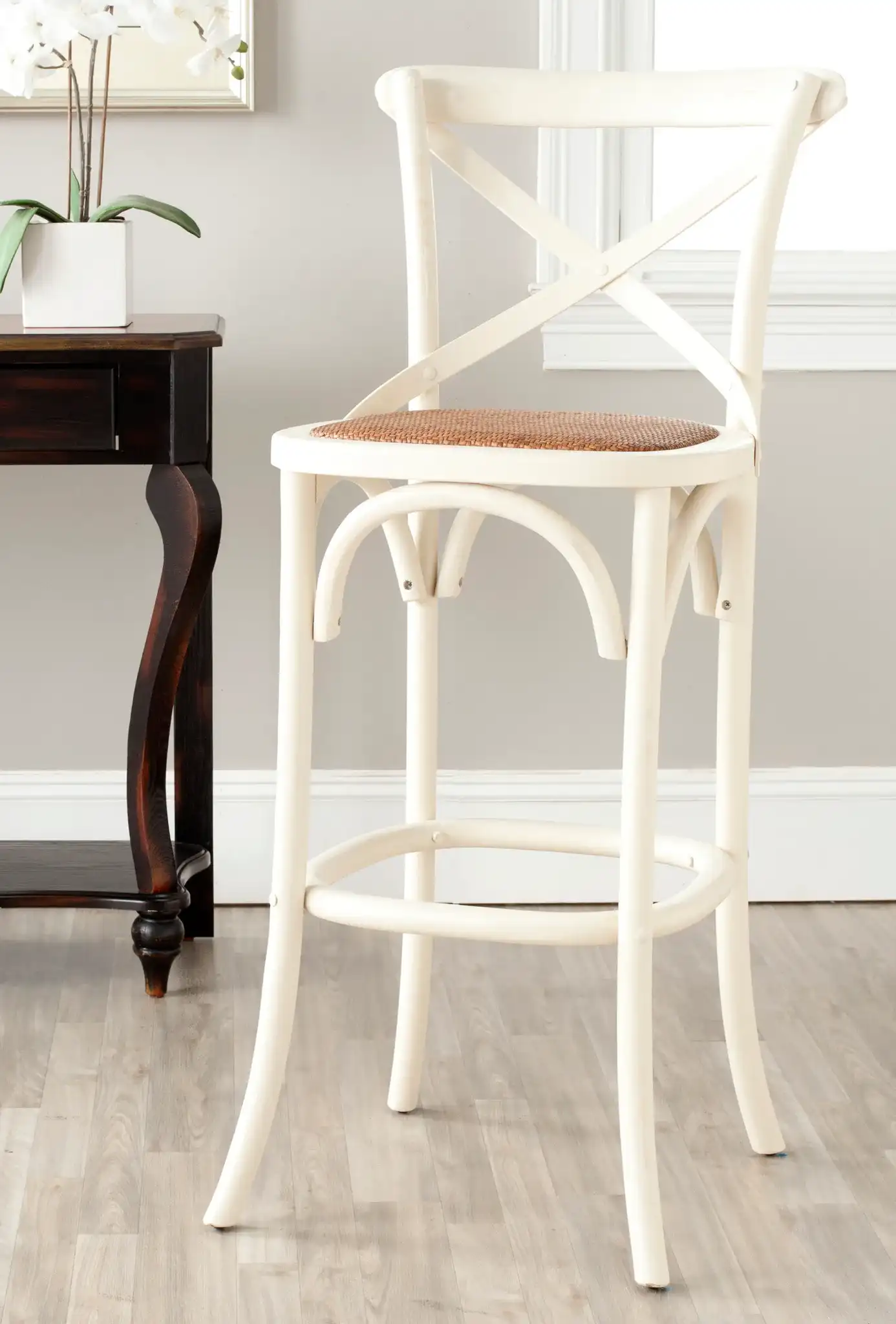 Franklin Barstool in Antique White in a styled room