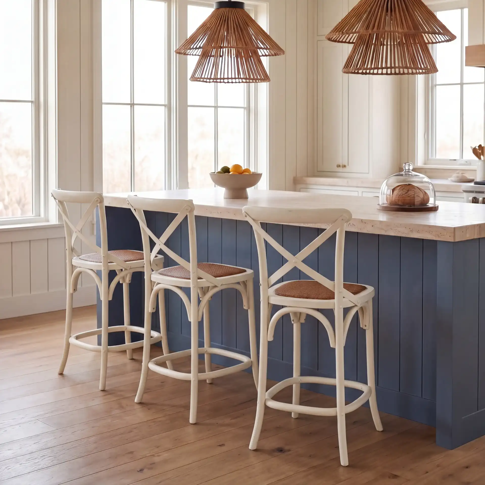 Franklin Barstool in Antique White in a styled room