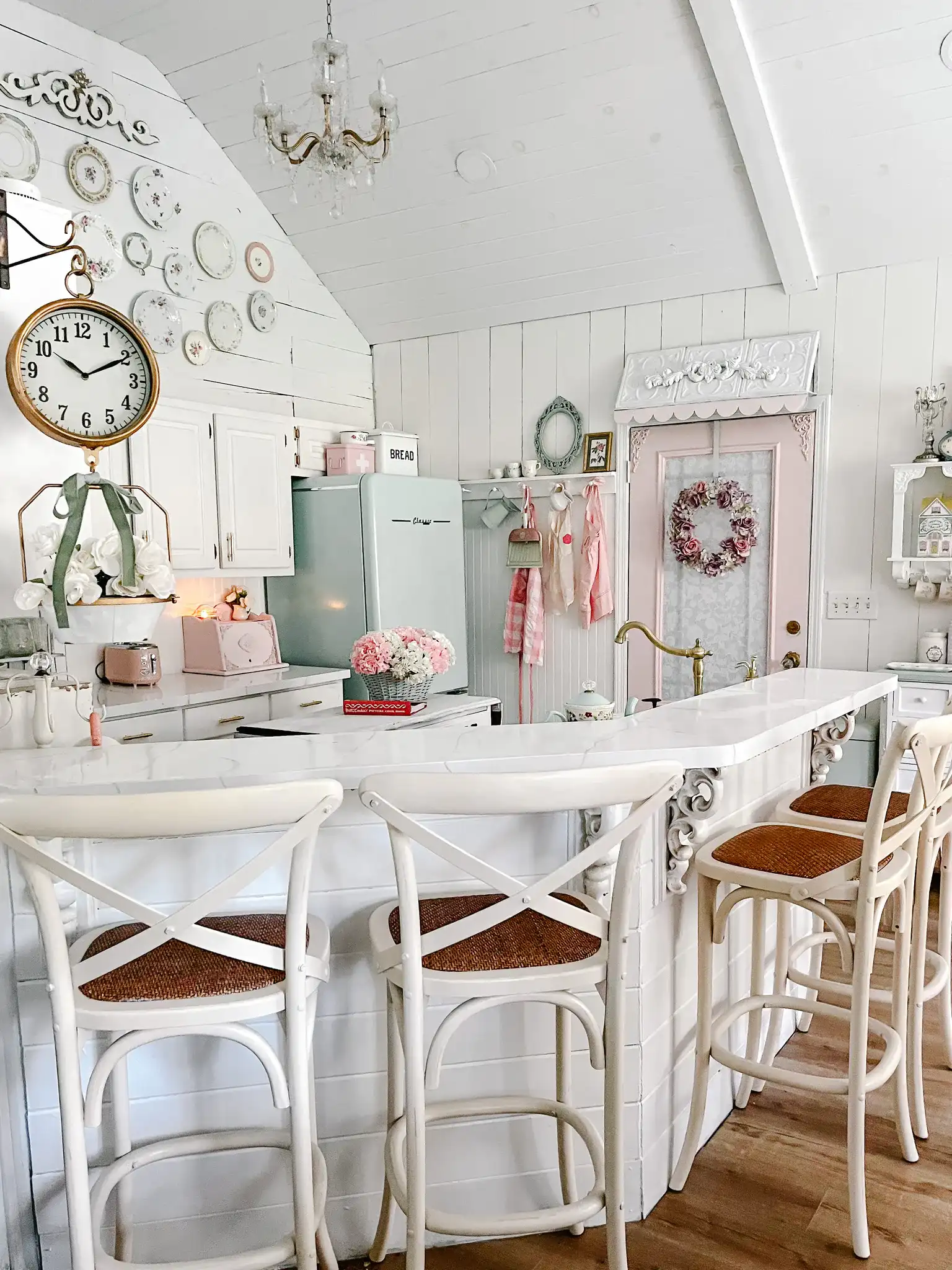 Franklin Barstool in Antique White in a styled room