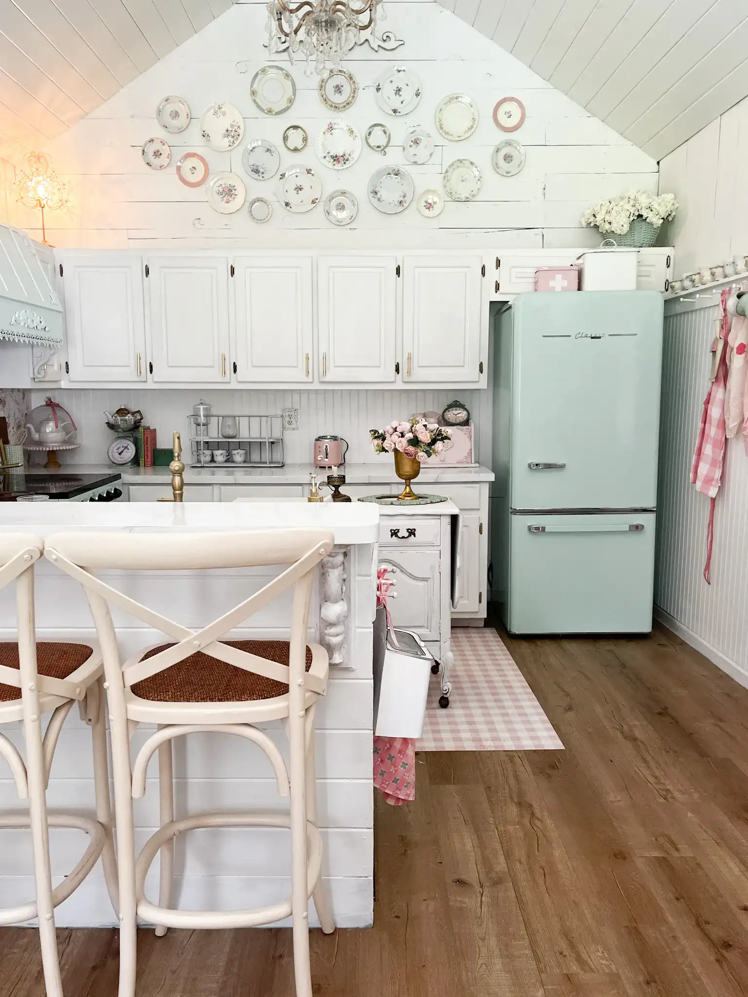 Franklin Barstool in Antique White in a styled room