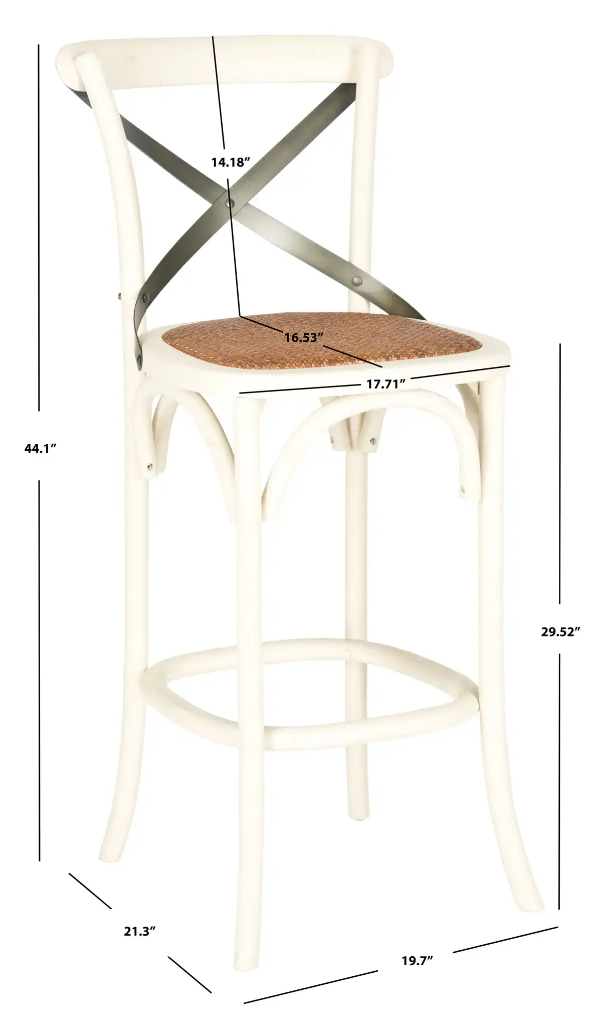 Eleanor Barstool in Antique White, detail view