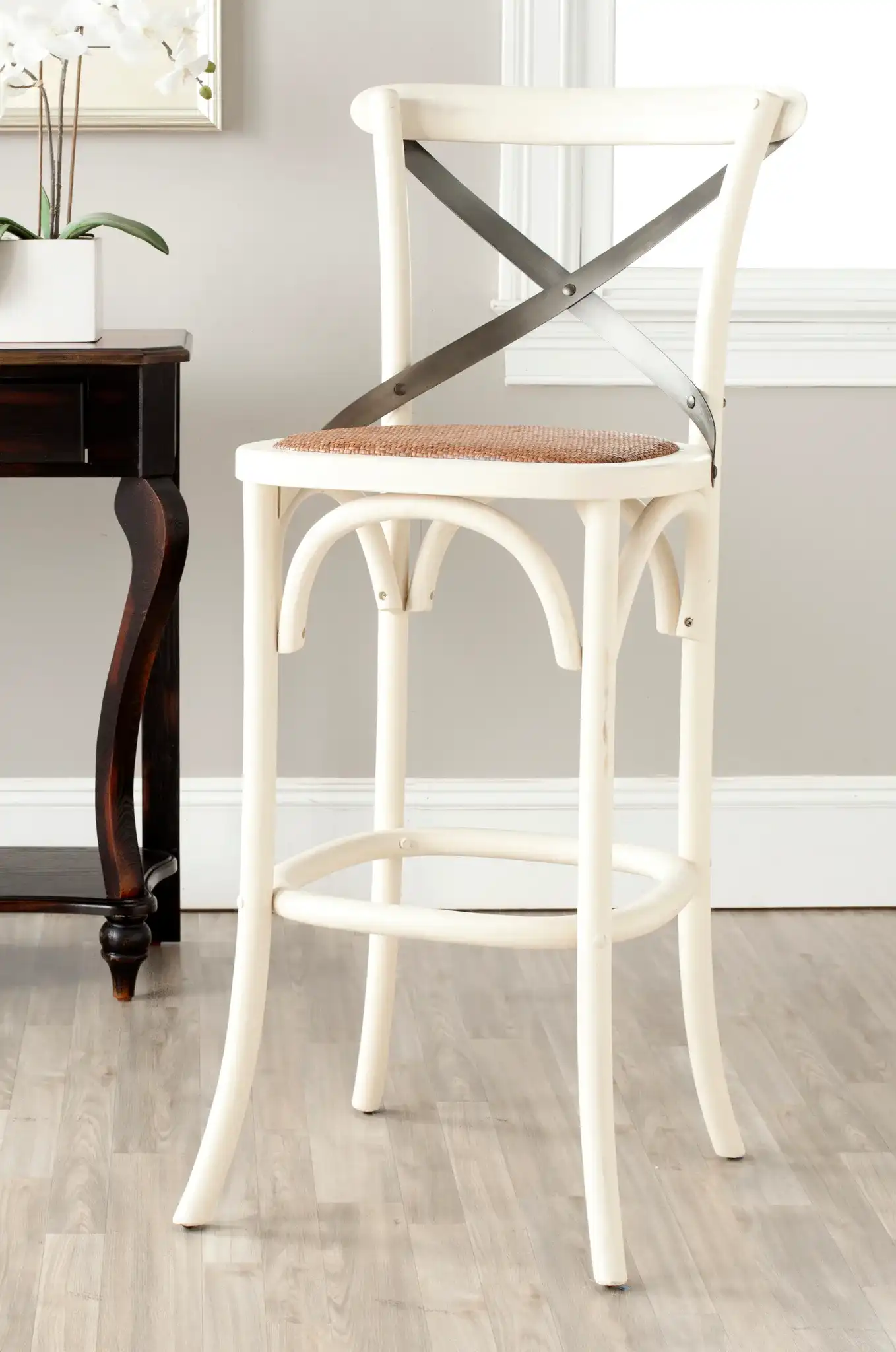 Eleanor Barstool in Antique White in a styled room
