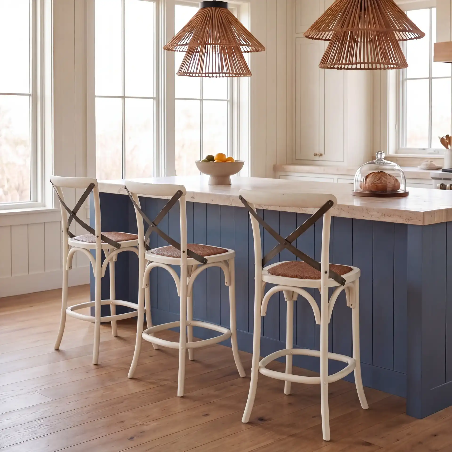 Eleanor Barstool in Antique White in a styled room