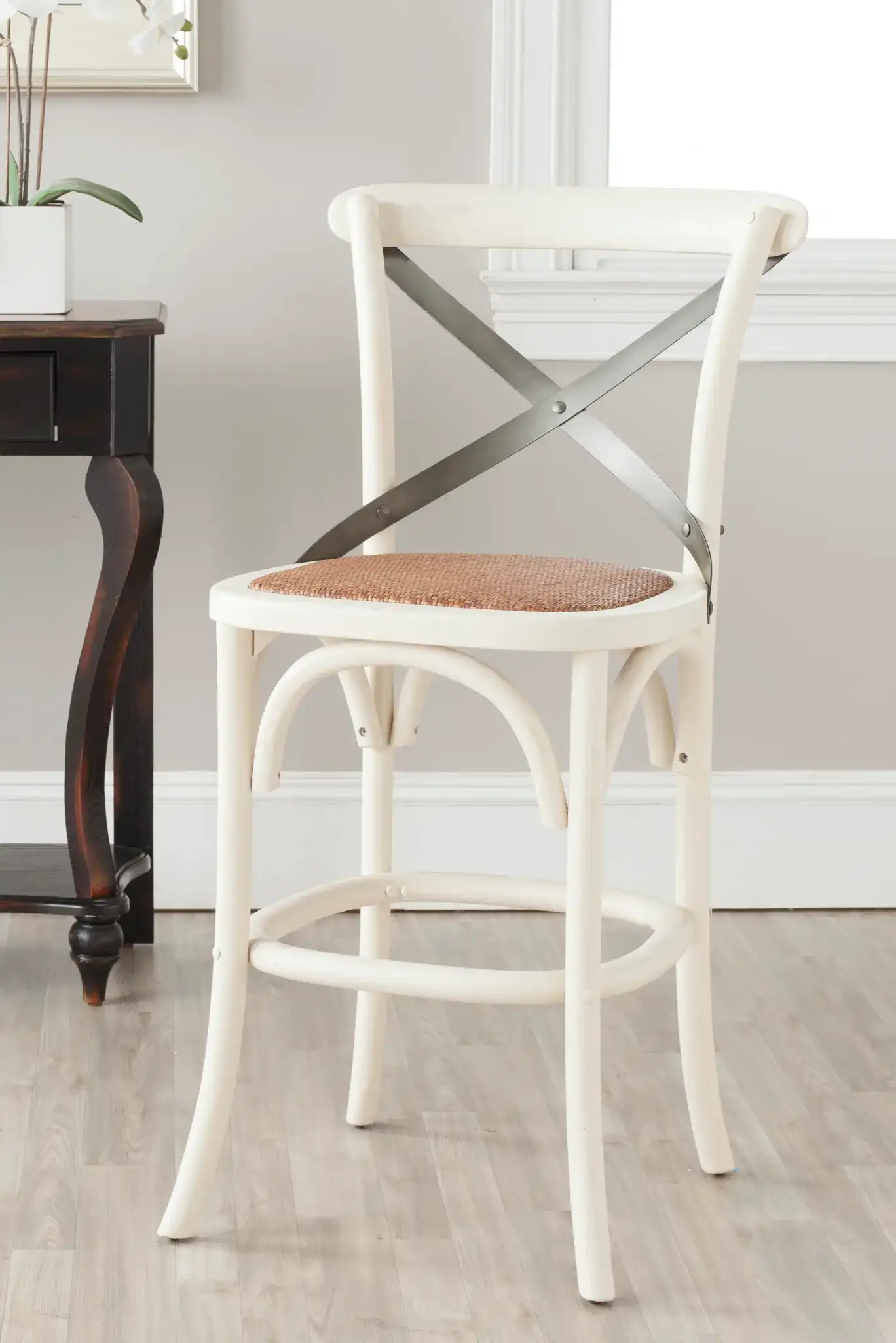 Eleanore Counterstool in Antique White in a styled room