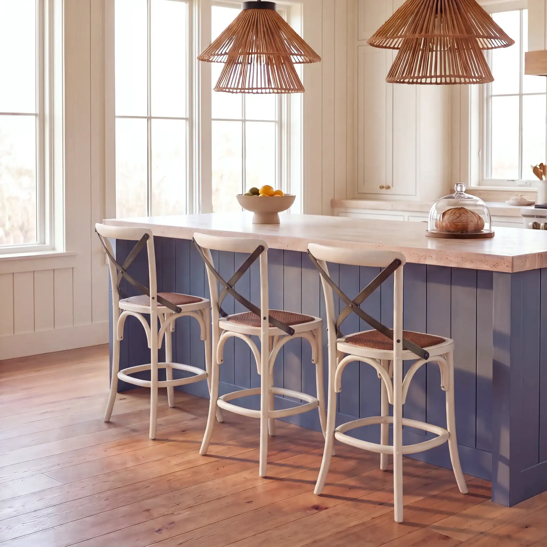 Eleanore Counterstool in Antique White in a styled room