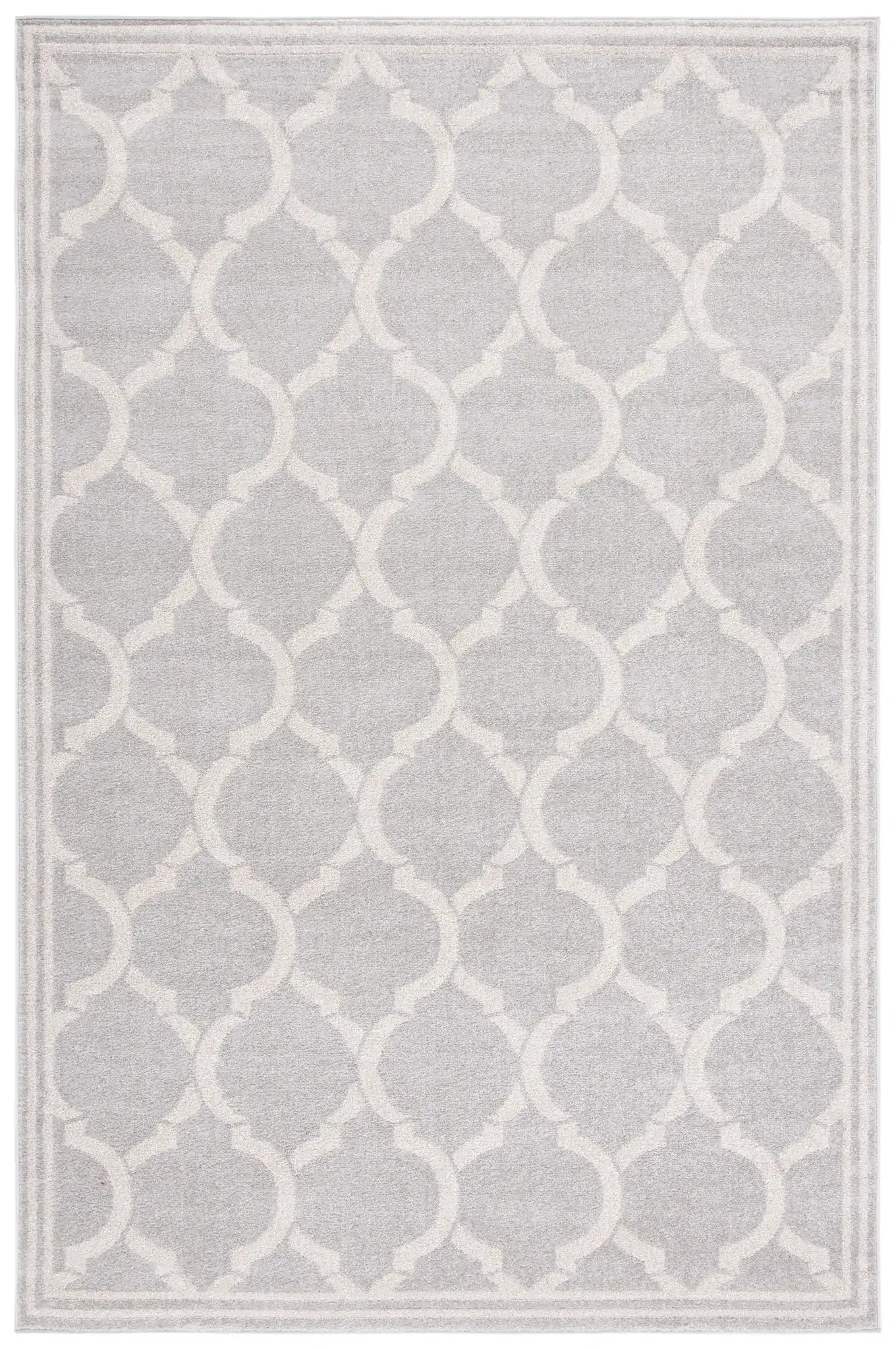 Amherst Trellis Bordered Rug in Light Gray / Ivory